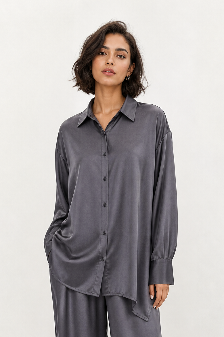 ADRIA SHIRT IN STRETCH SILK CHARMEUSE