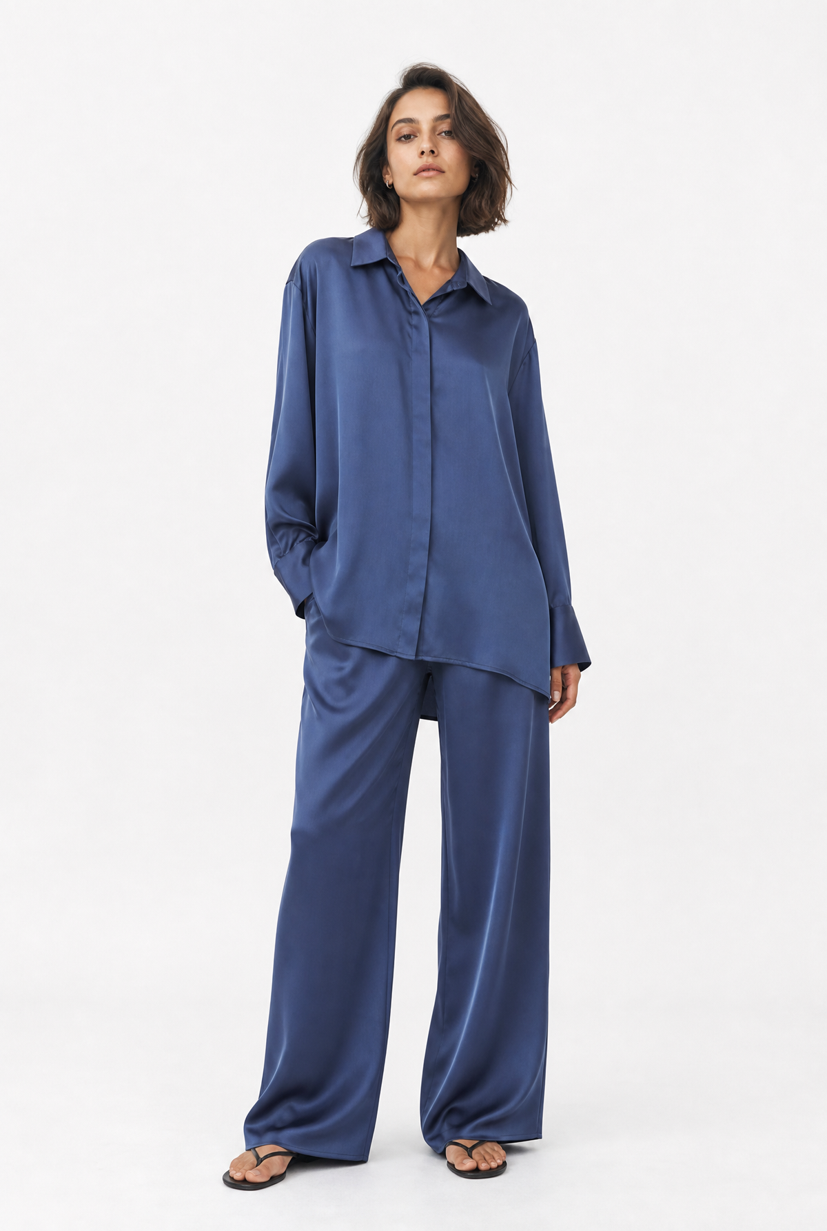 ADRIA SHIRT IN STRETCH SILK CHARMEUSE