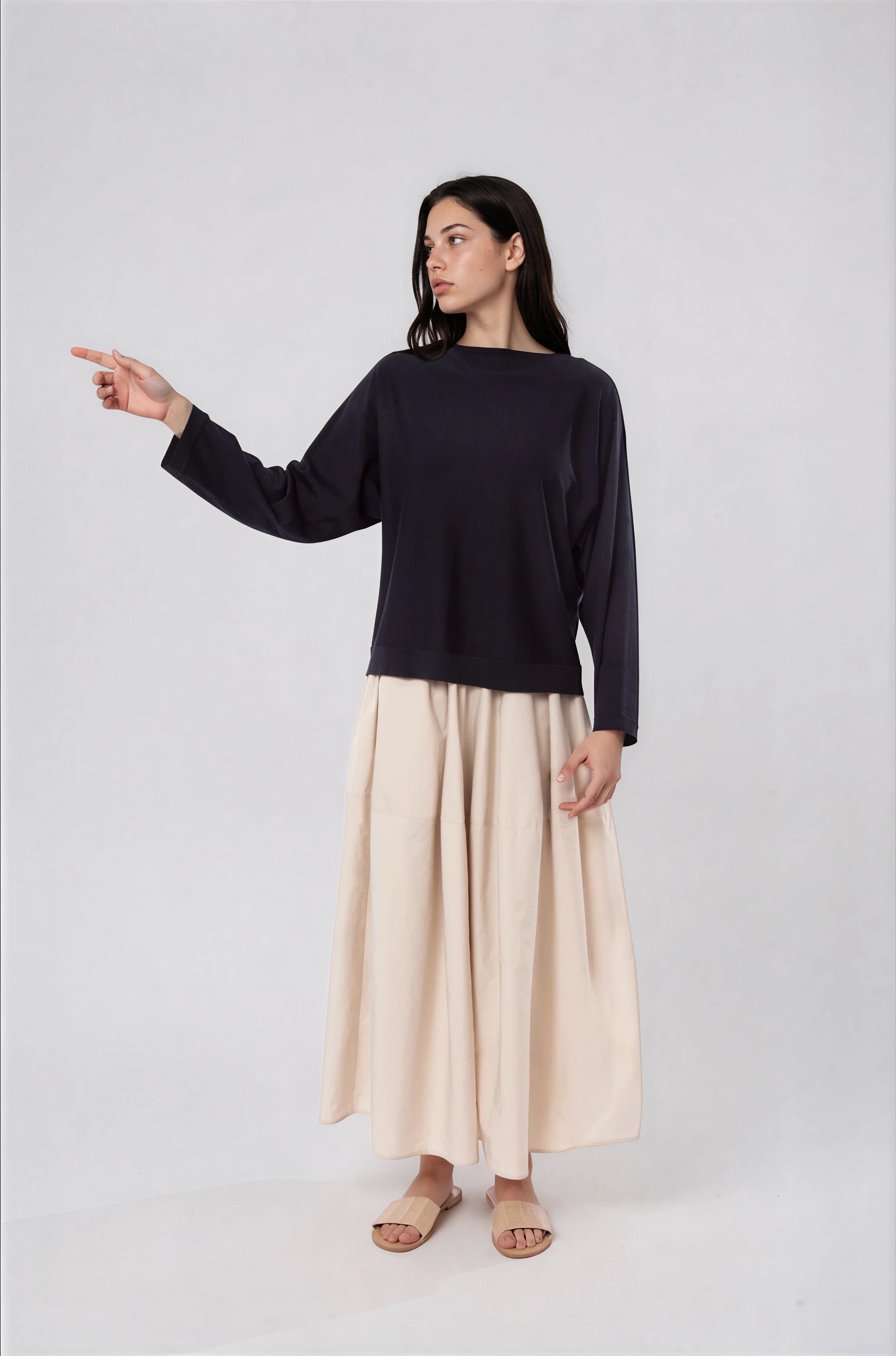 MAREN DOLMAN TOP IN FINE GAUGE ITALIAN SILK COTTON