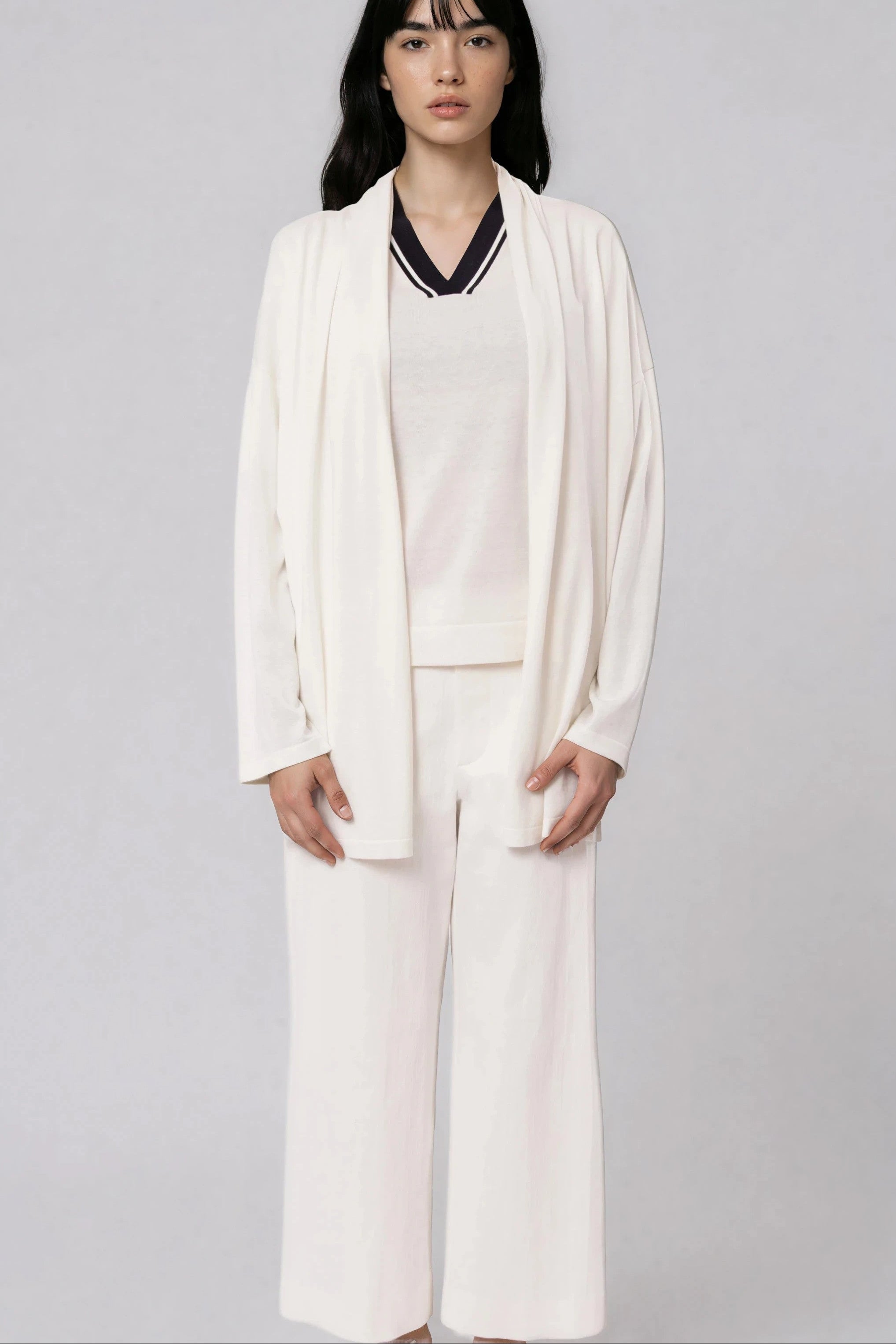 CADE SHAWL CARDIGAN IN FINE GAUGE ITALIAN SILK COTTON