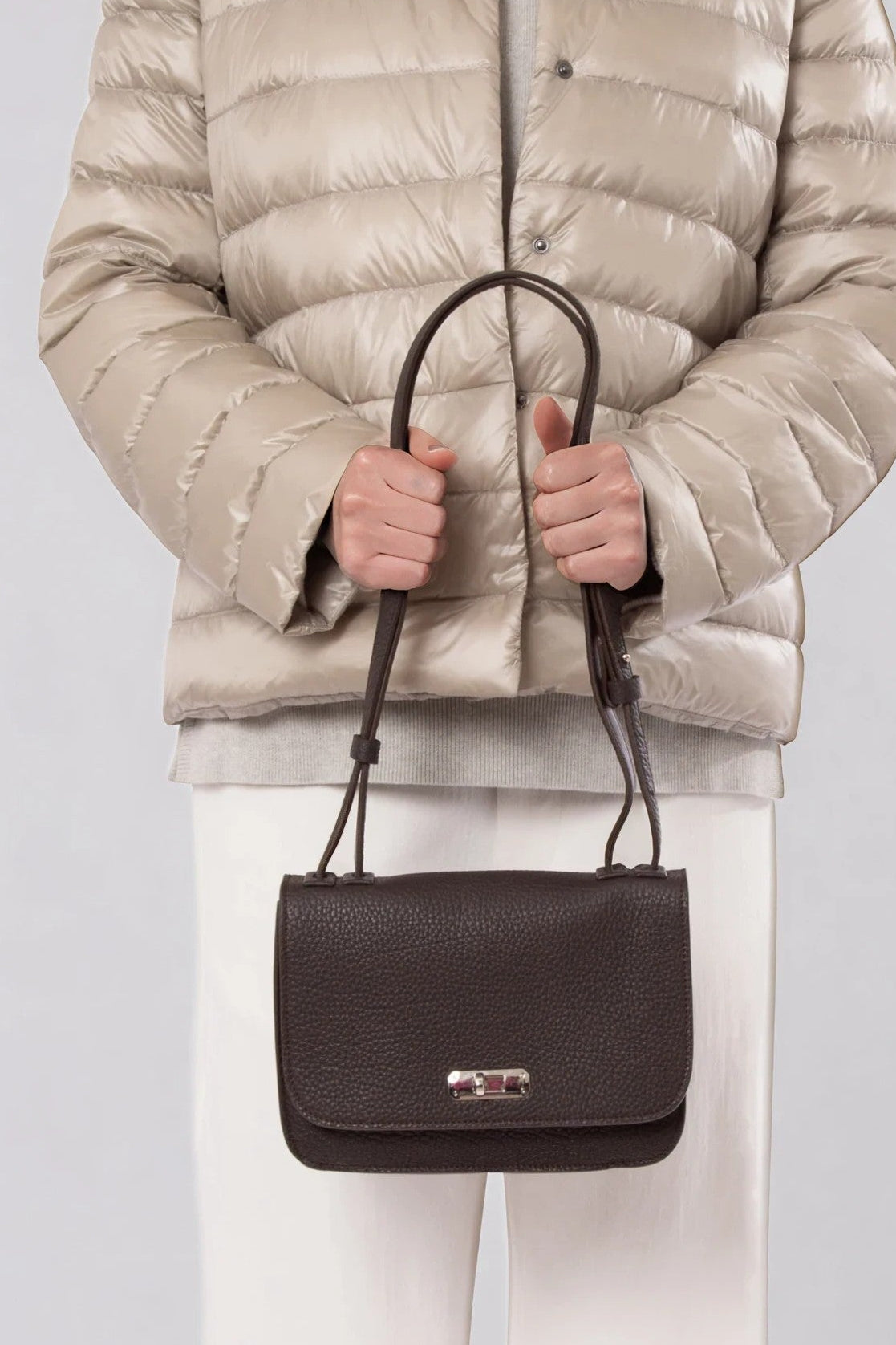 BEXLEY SHOULDER BAG IN ITALIAN LEATHER CHOCOLATE