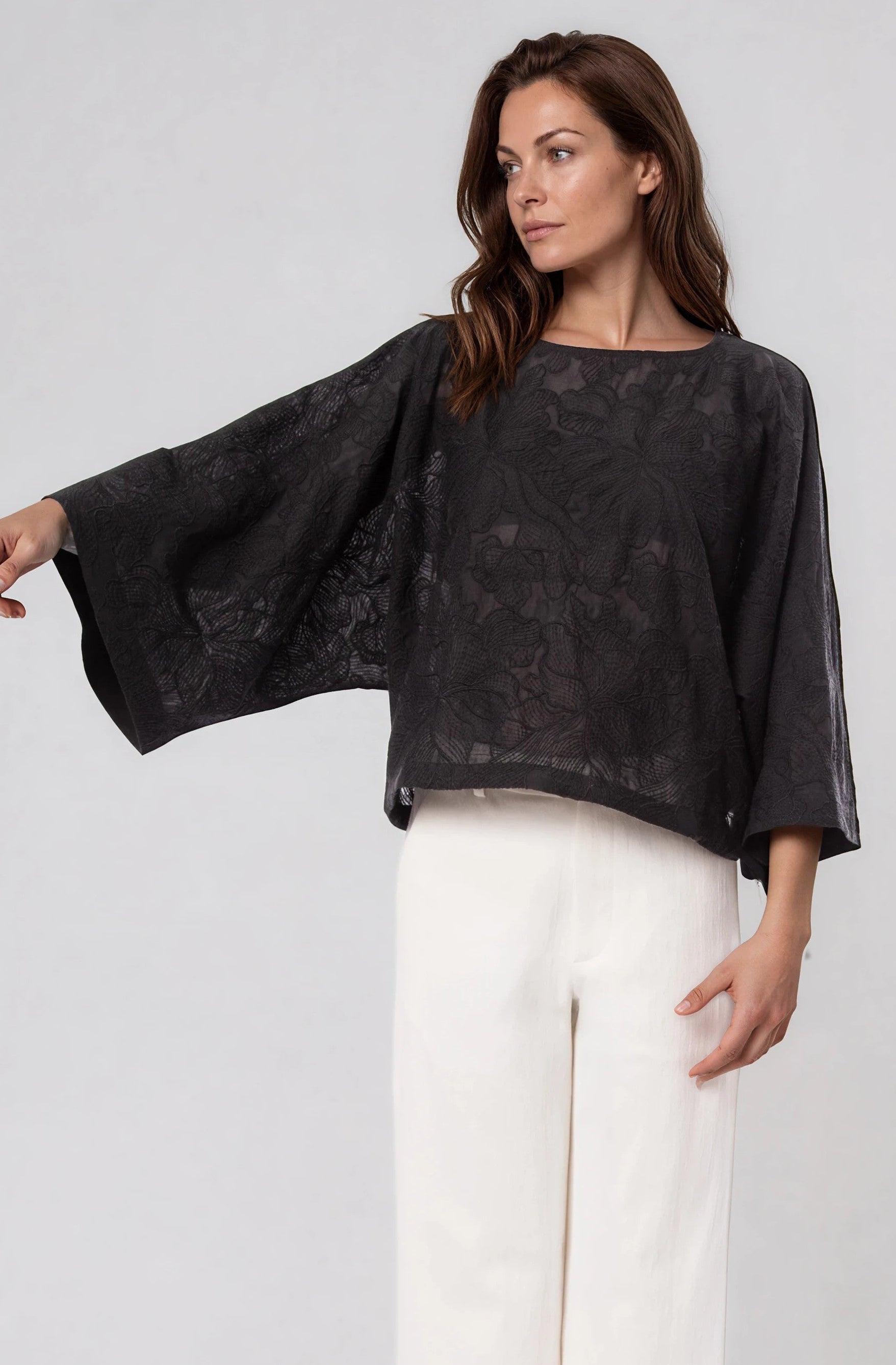 TILLIE TOP IN EMBROIDERED ITALIAN COTTON