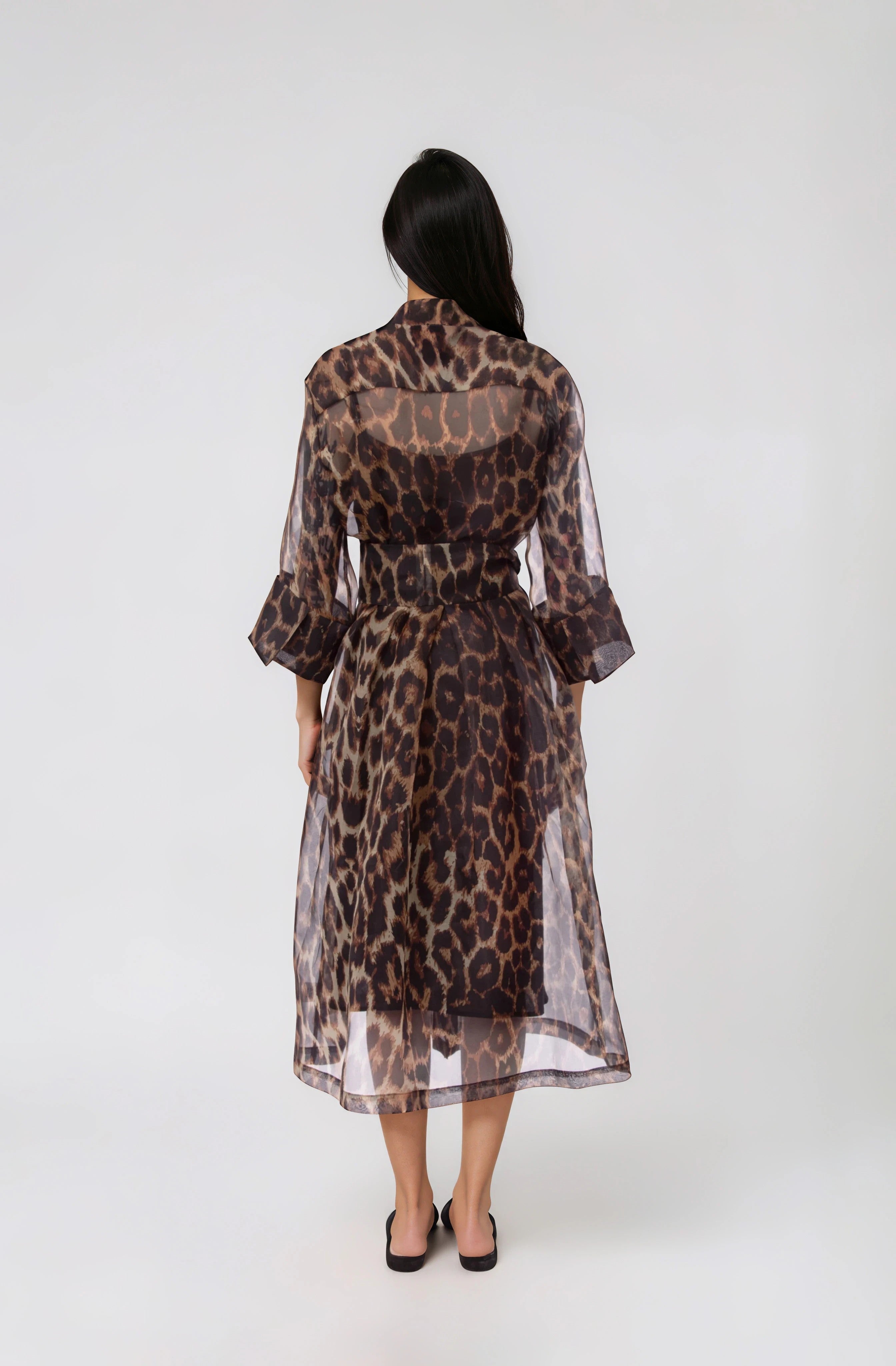 GABRIELLE DRESS IN SILK ORGANZA LEOPARD