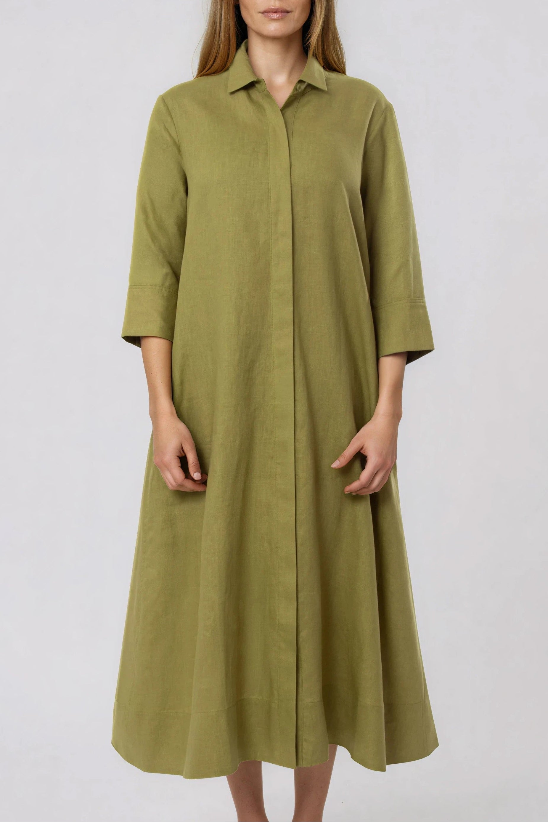DANNI DRESS IN ITALIAN LINEN VERDE ARIA