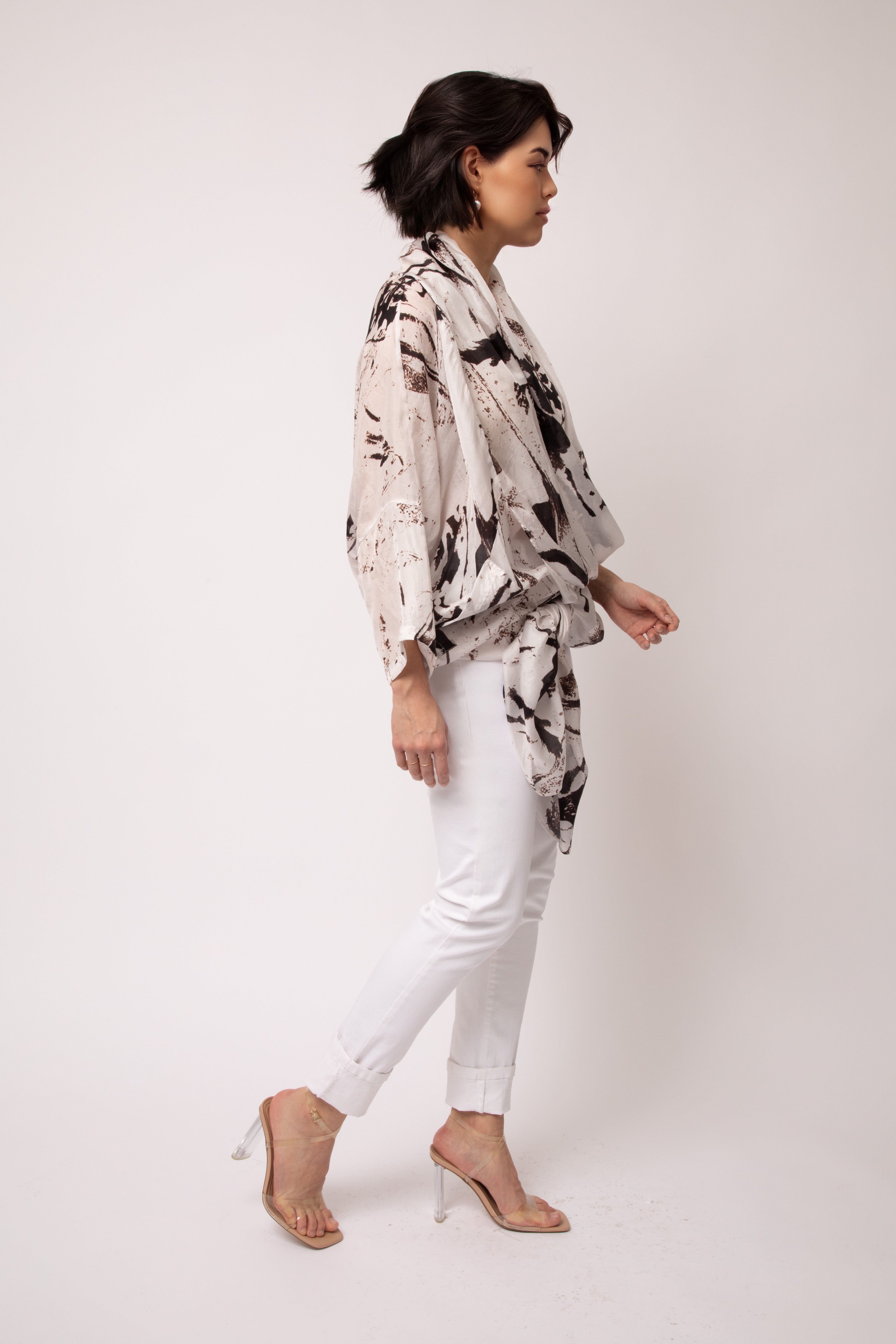 ATHENA CAPE WRAP IN SILK VOILE IN TRACE OF SPRING