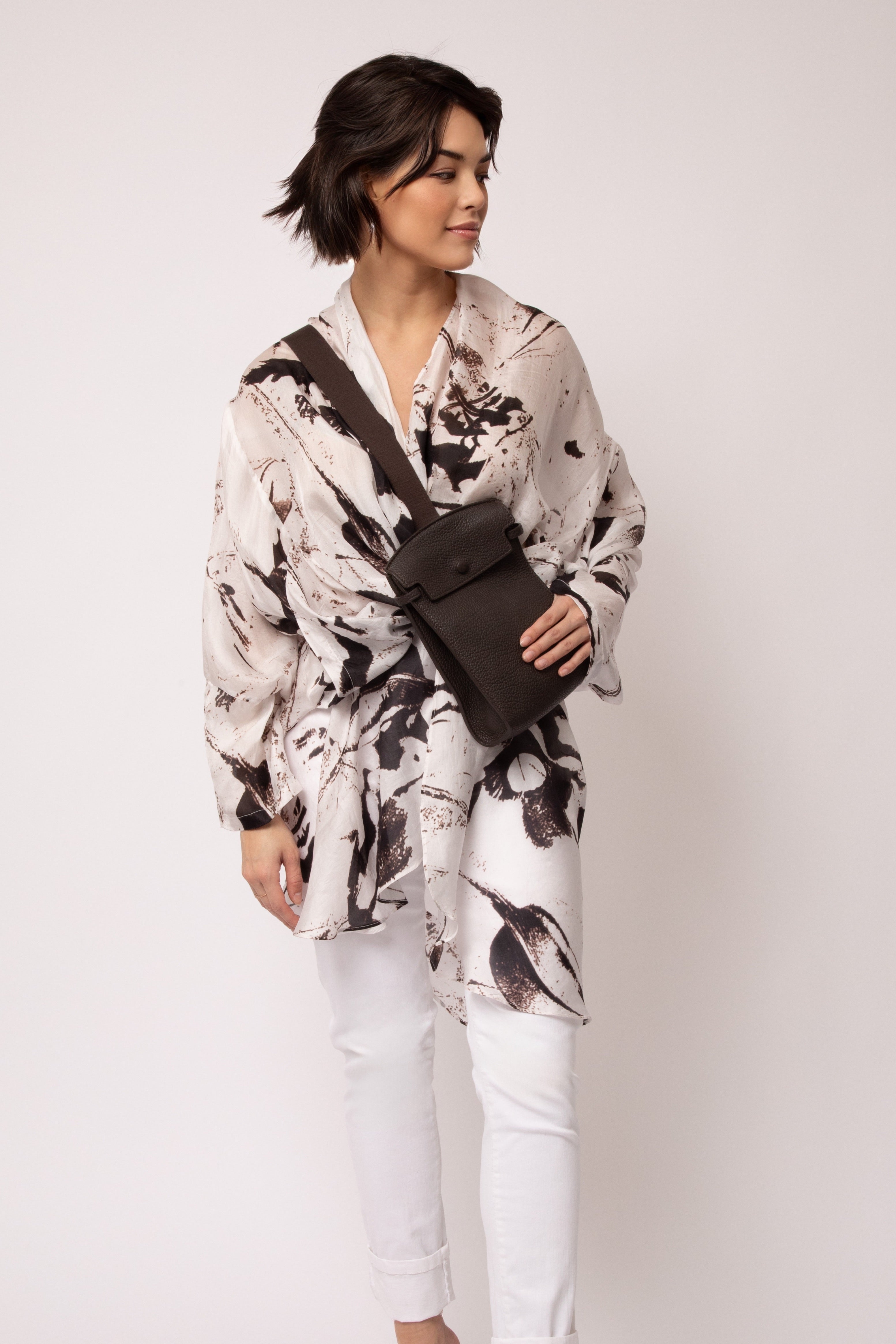 ATHENA CAPE WRAP IN SILK VOILE IN TRACE OF SPRING