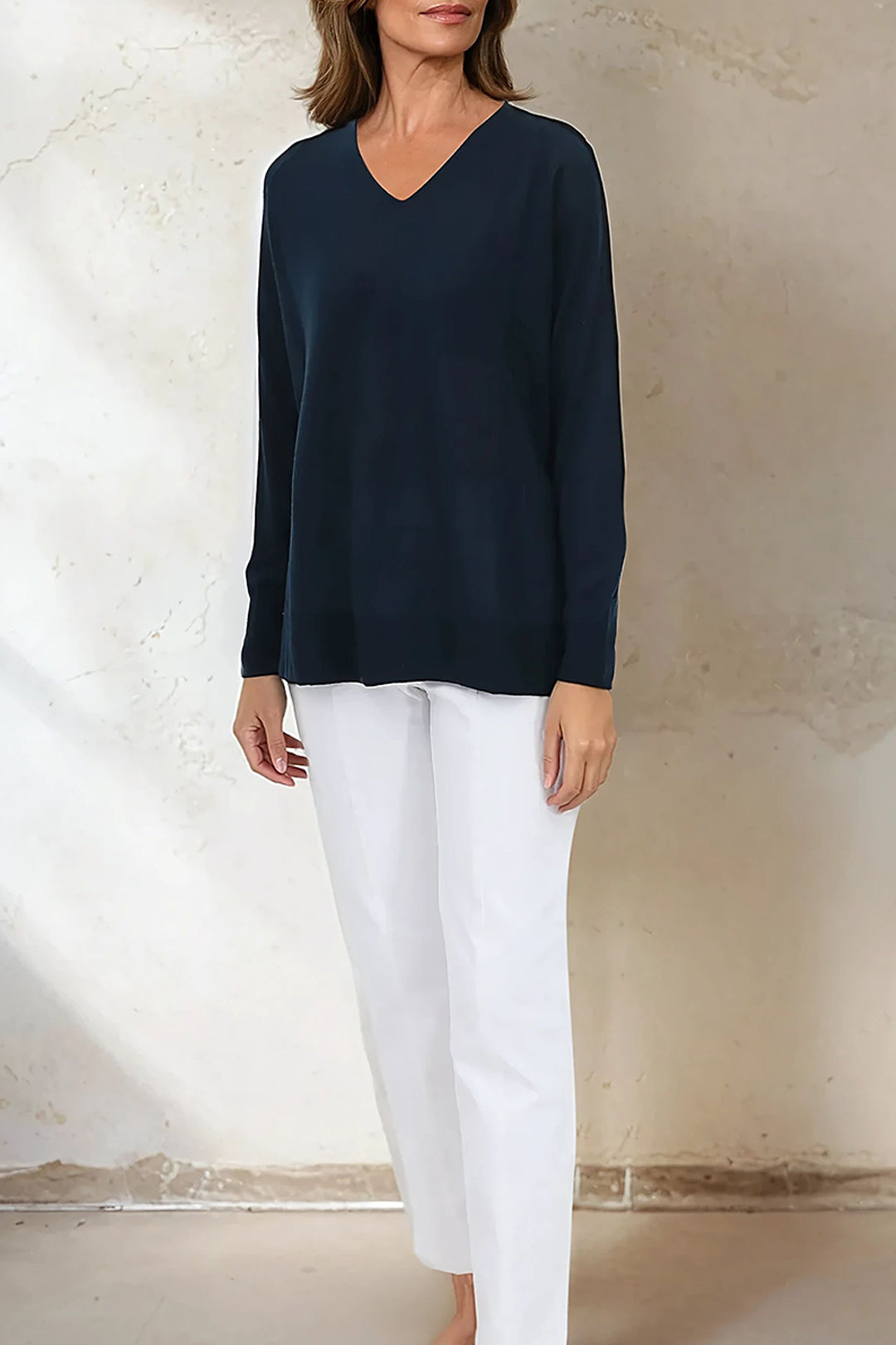 AVERY AMICO BOYFRIEND V NECK IN FINE ITALIAN MERINO