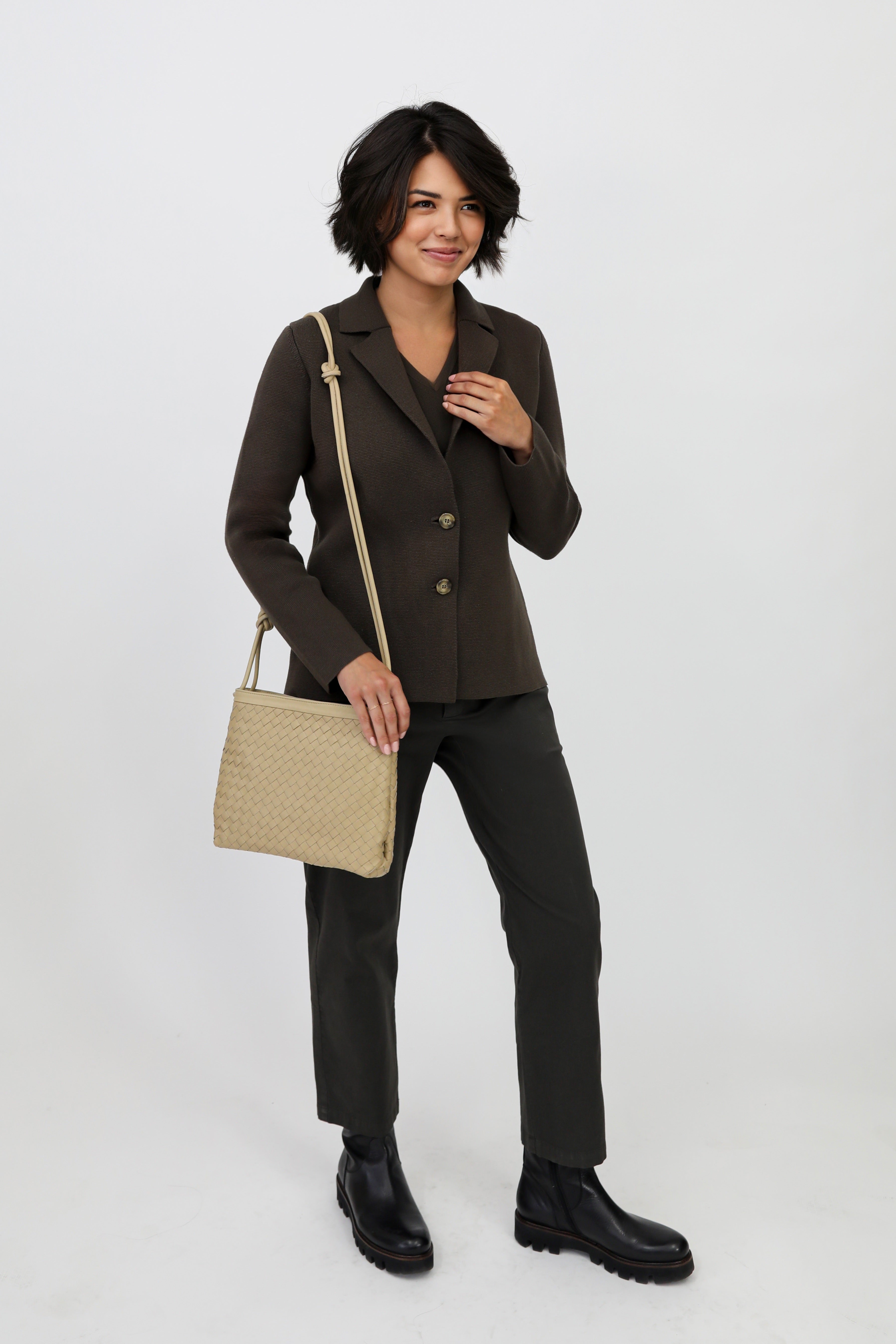 BELLIZZI BAG IN WOVEN ITALIAN LEATHER ECRU