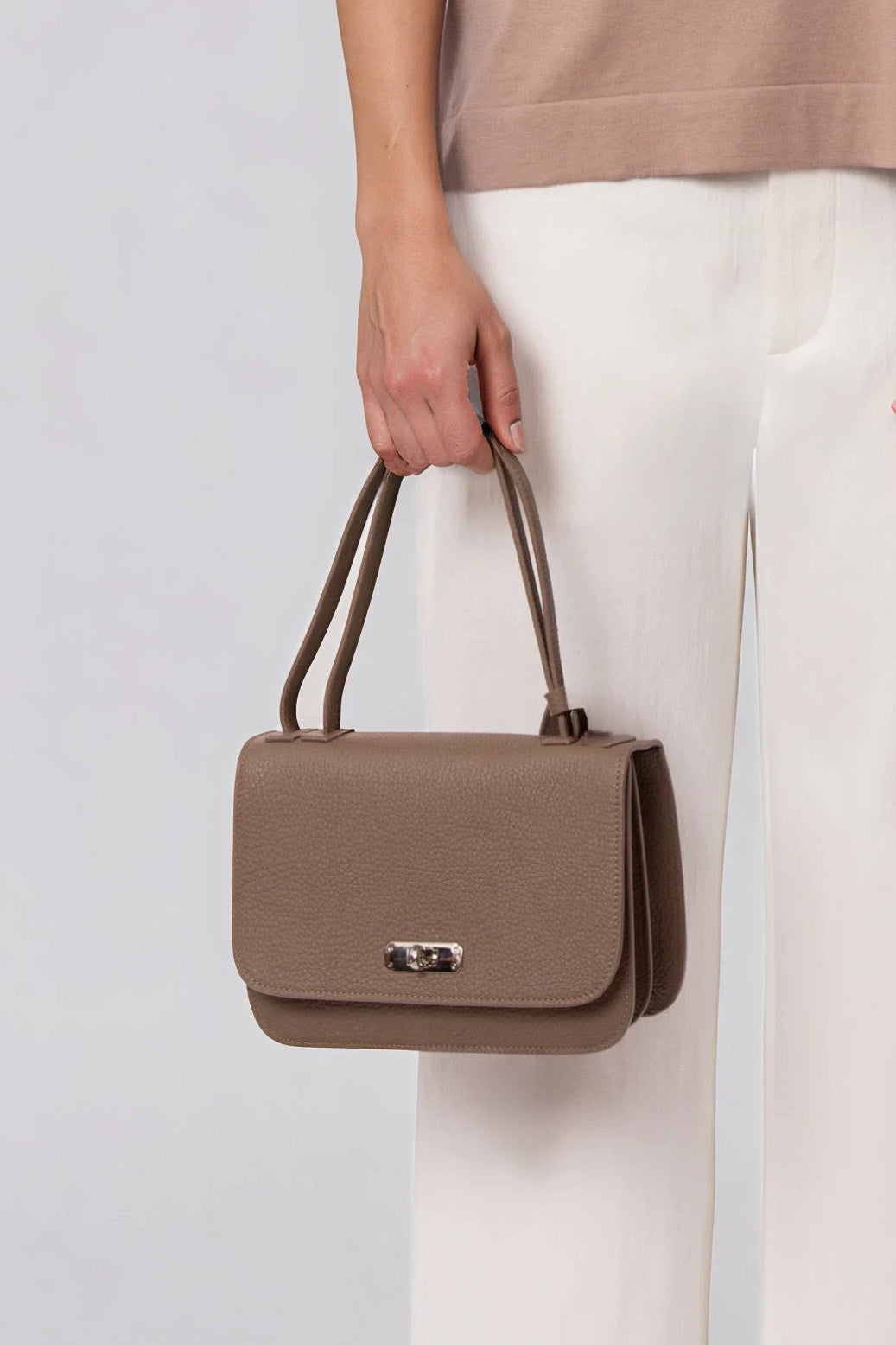 BEXLEY SHOULDER BAG IN ITALIAN LEATHER TAUPE