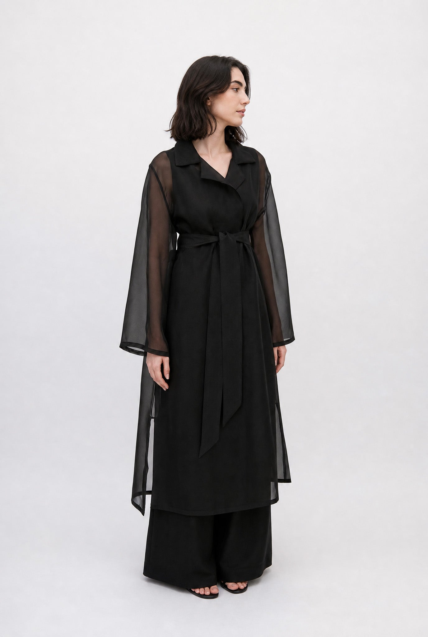 BLYTHE LONG DRESS JACKET IN SILK ORGANZA