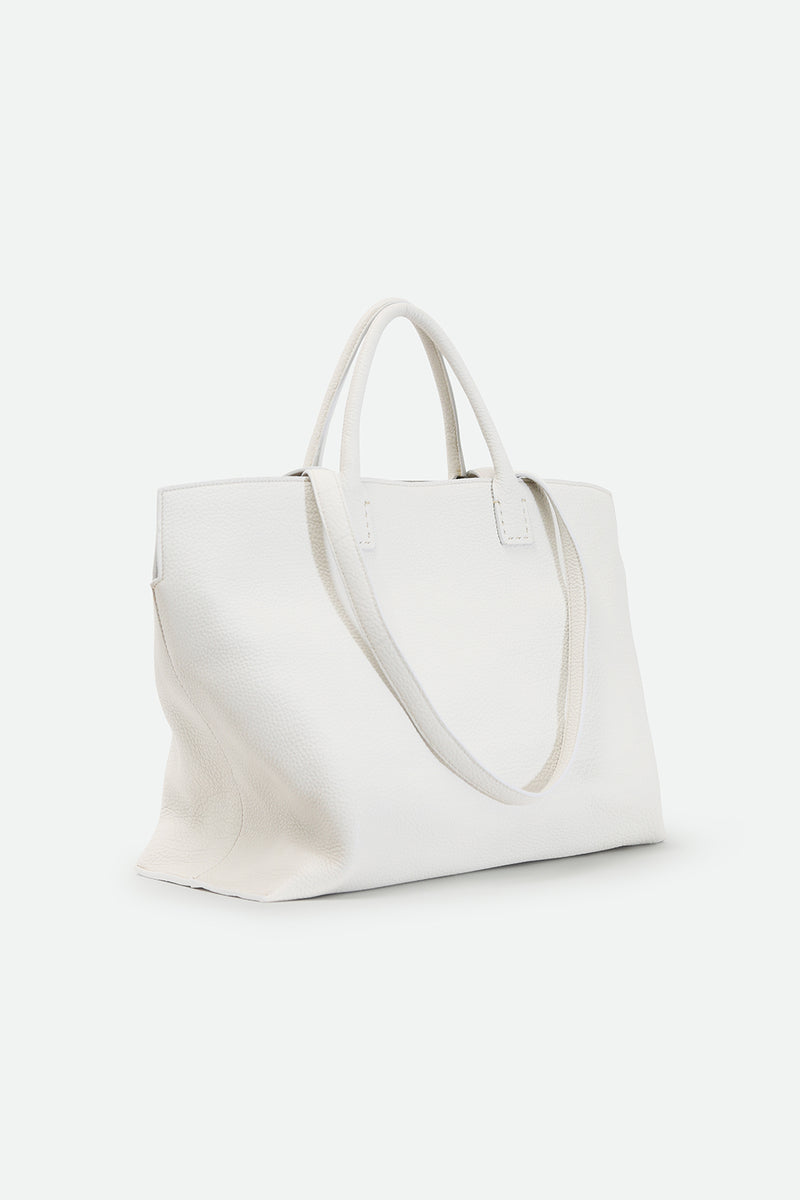Bolzano Italian Leather Large Handbag Butter White