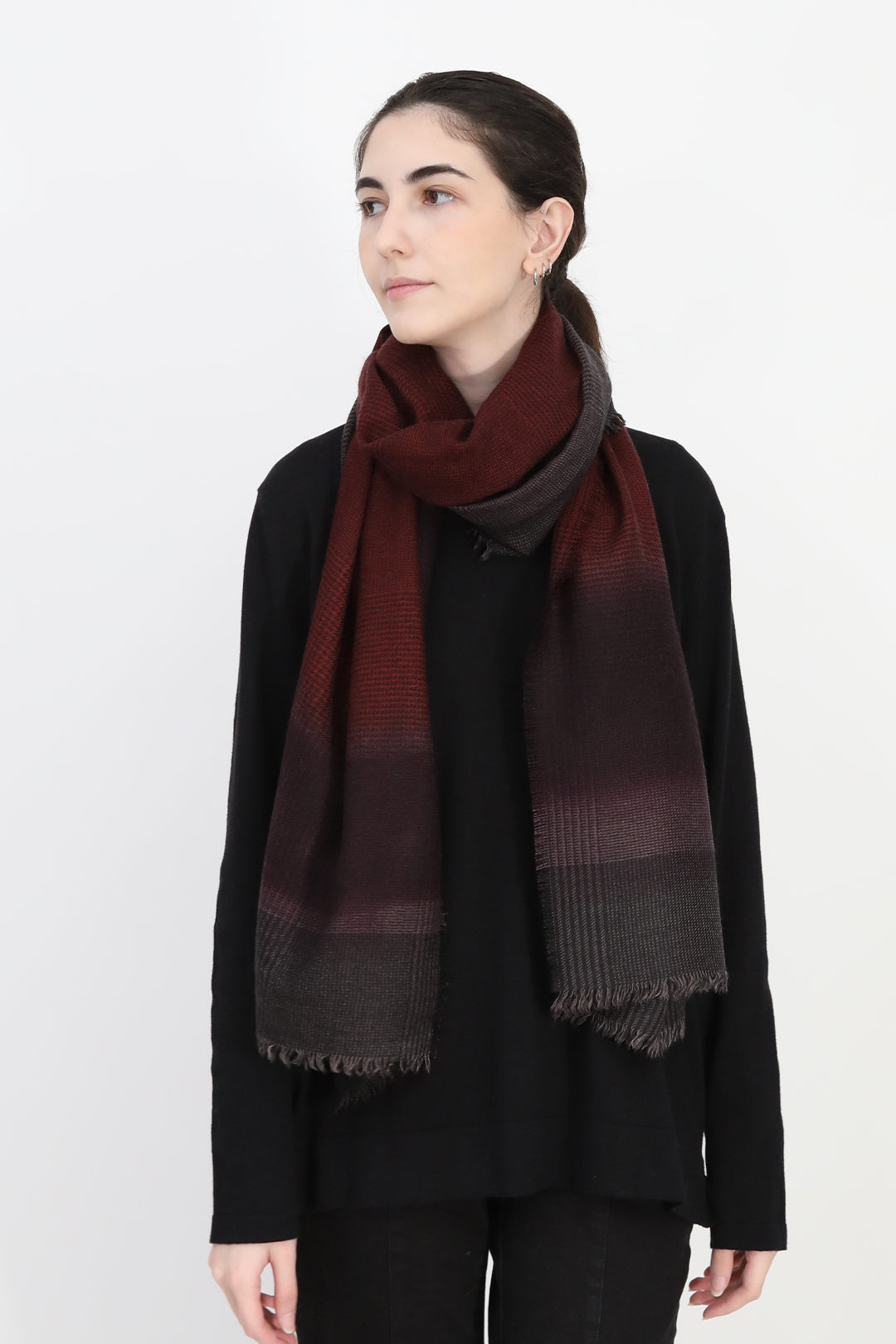 BORDEAUX CHECK ITALIAN CASHMERE SCARF