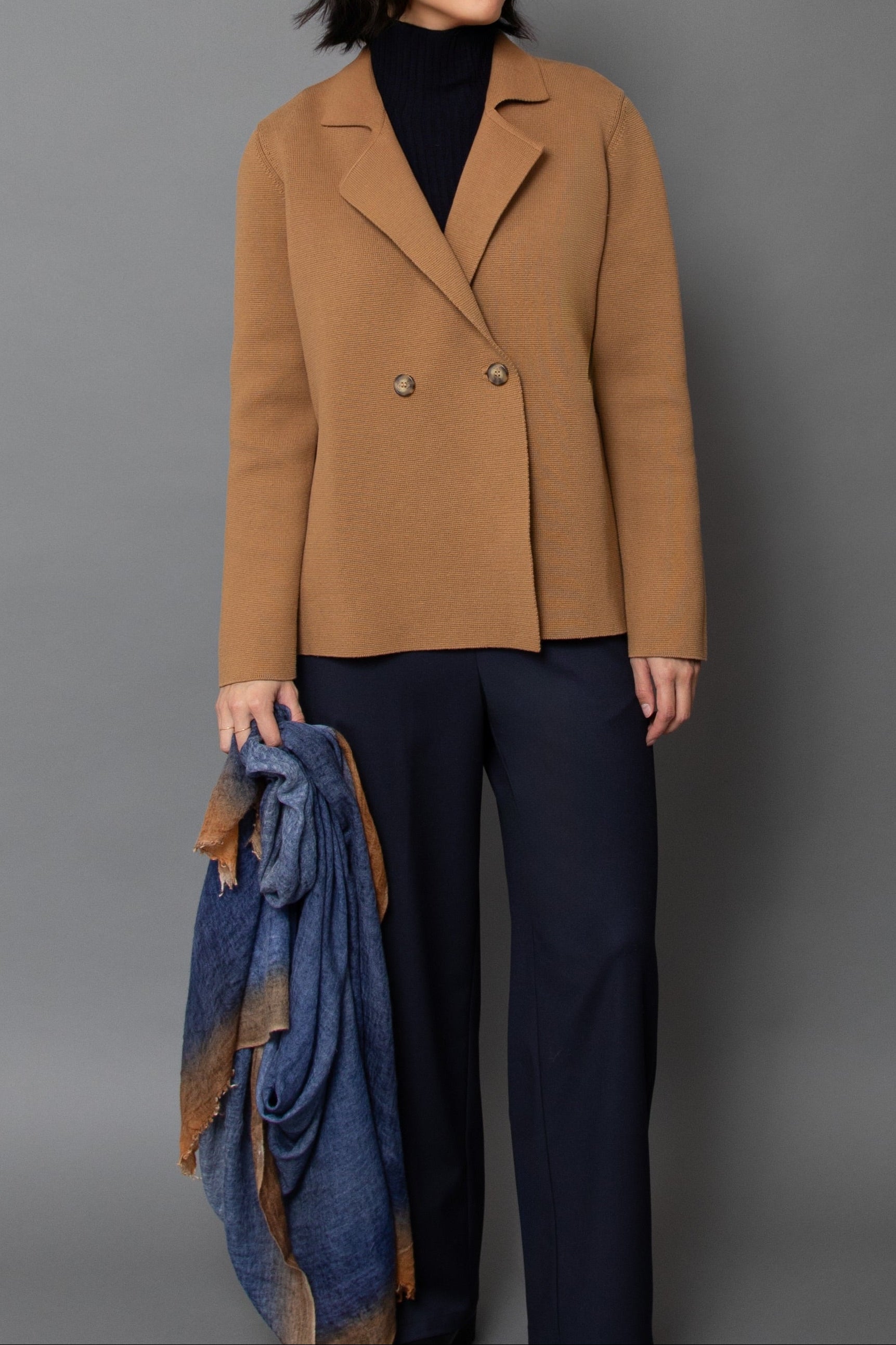 BRISIO DOUBLE BREASTED BLAZER IN ITALIAN COTTON