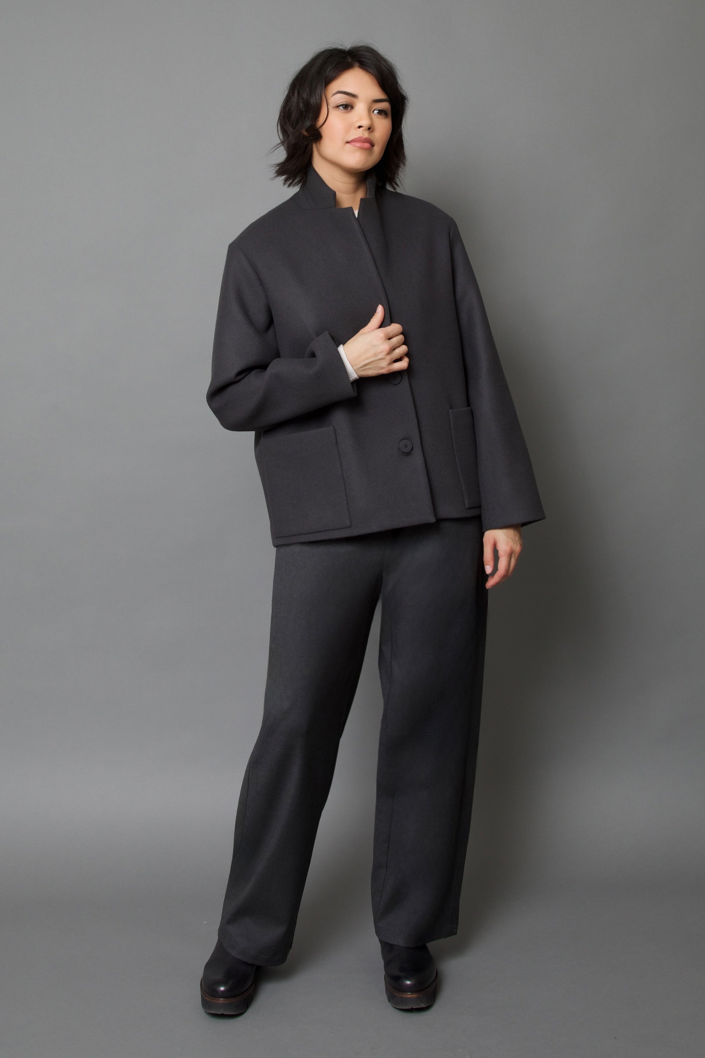 BRUNELLA BLAZER IN ITALIAN CASHMERE WOOL GREY