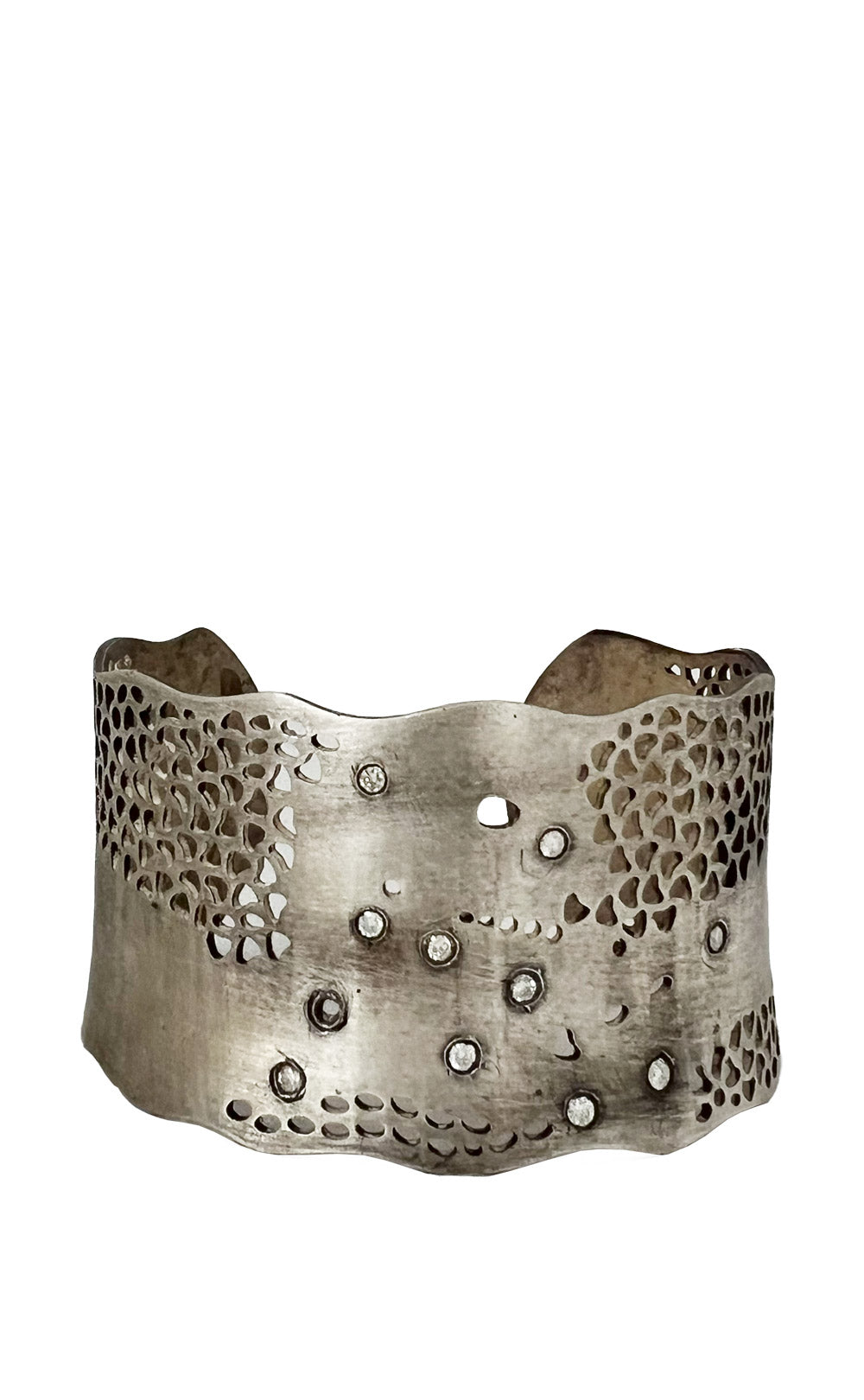STERLING SILVER CUTOUT DIAMOND DETAILED CUFF