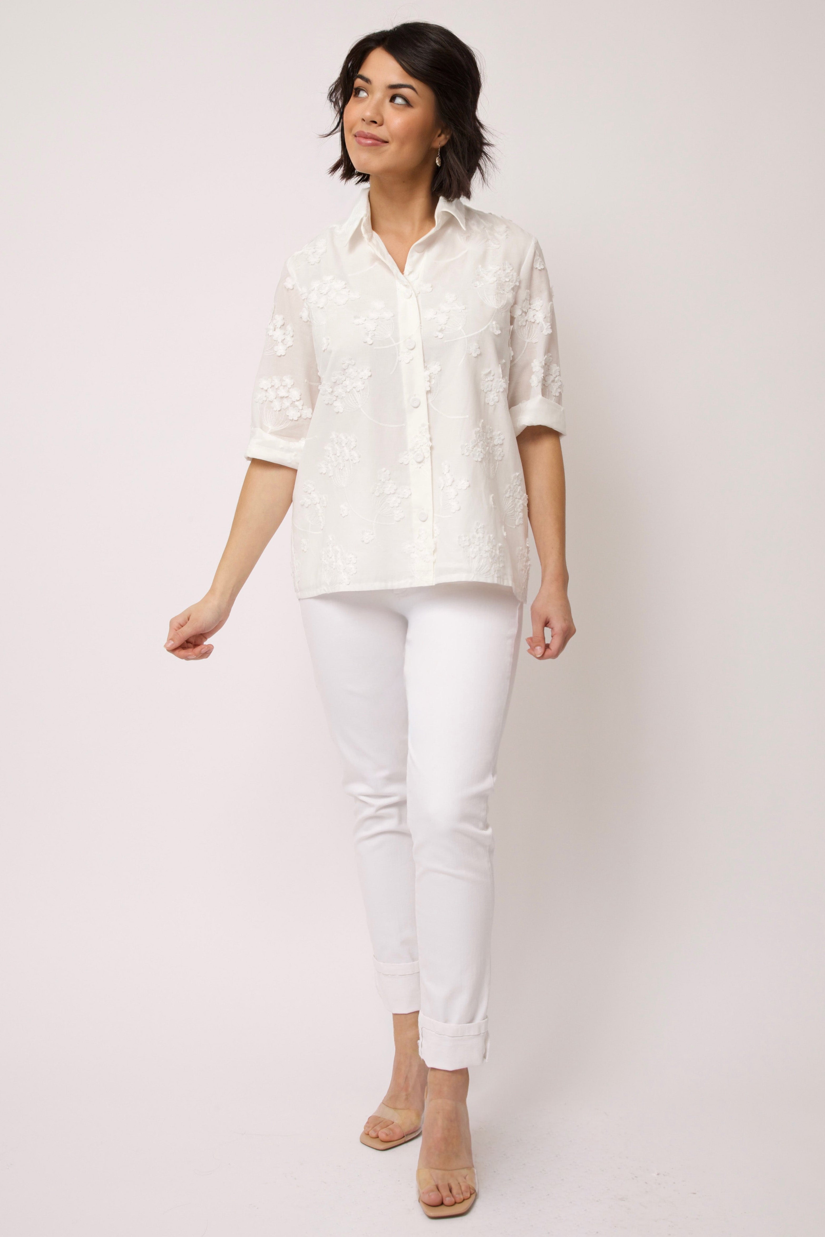 CESARE CAMP SHIRT IN ITALIAN EMBROIDERED COTTON