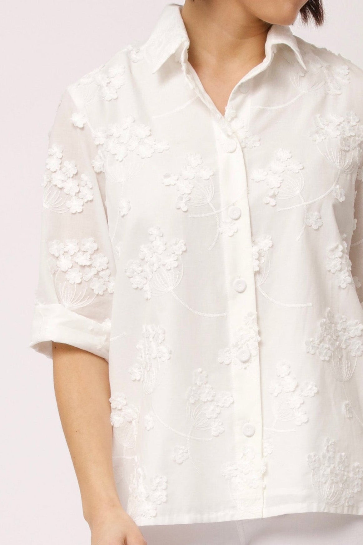CESARE CAMP SHIRT IN ITALIAN EMBROIDERED COTTON