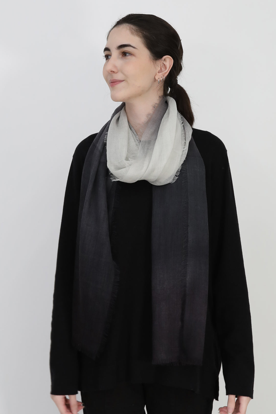 CHARCOAL FADE ITALIAN CASHMERE SCARF