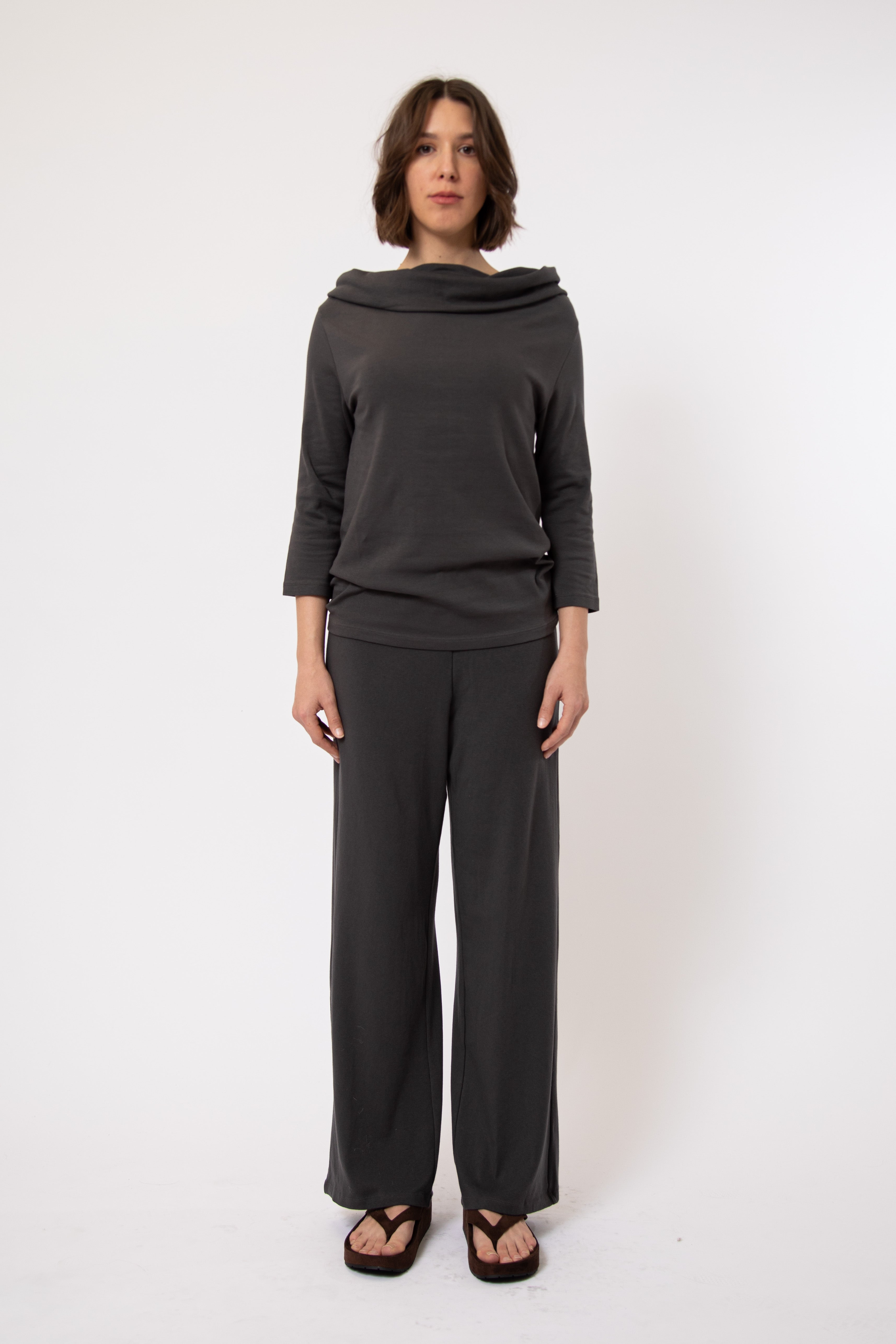 COWL SHOULDER TOP IN PIMA COTTON STRETCH