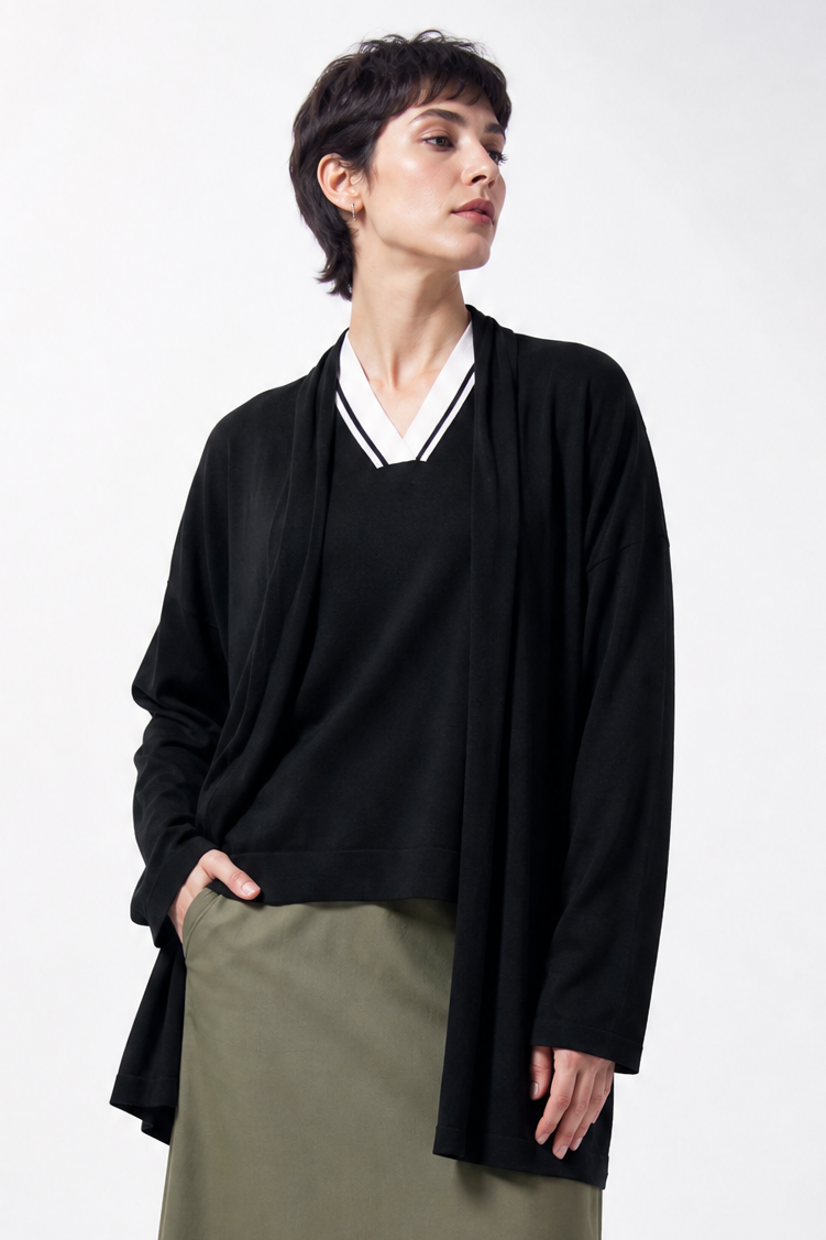 CADE SHAWL CARDIGAN IN FINE GAUGE ITALIAN SILK COTTON