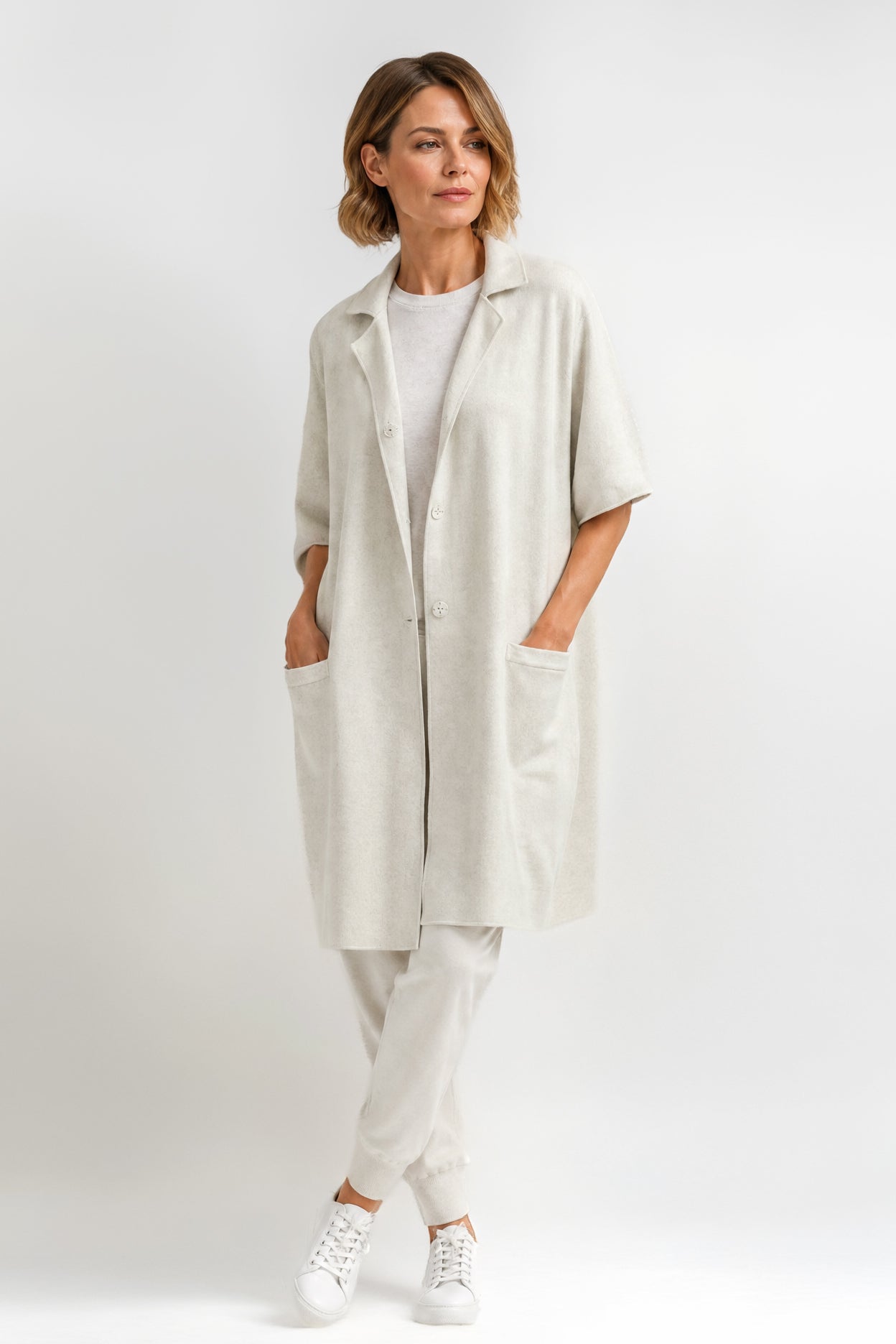 CLEO COAT IN KNIT PIMA COTTON IN HEATHER