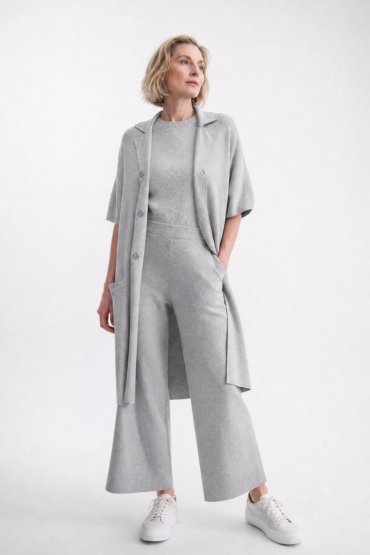 CLEO COAT IN KNIT PIMA COTTON IN HEATHER