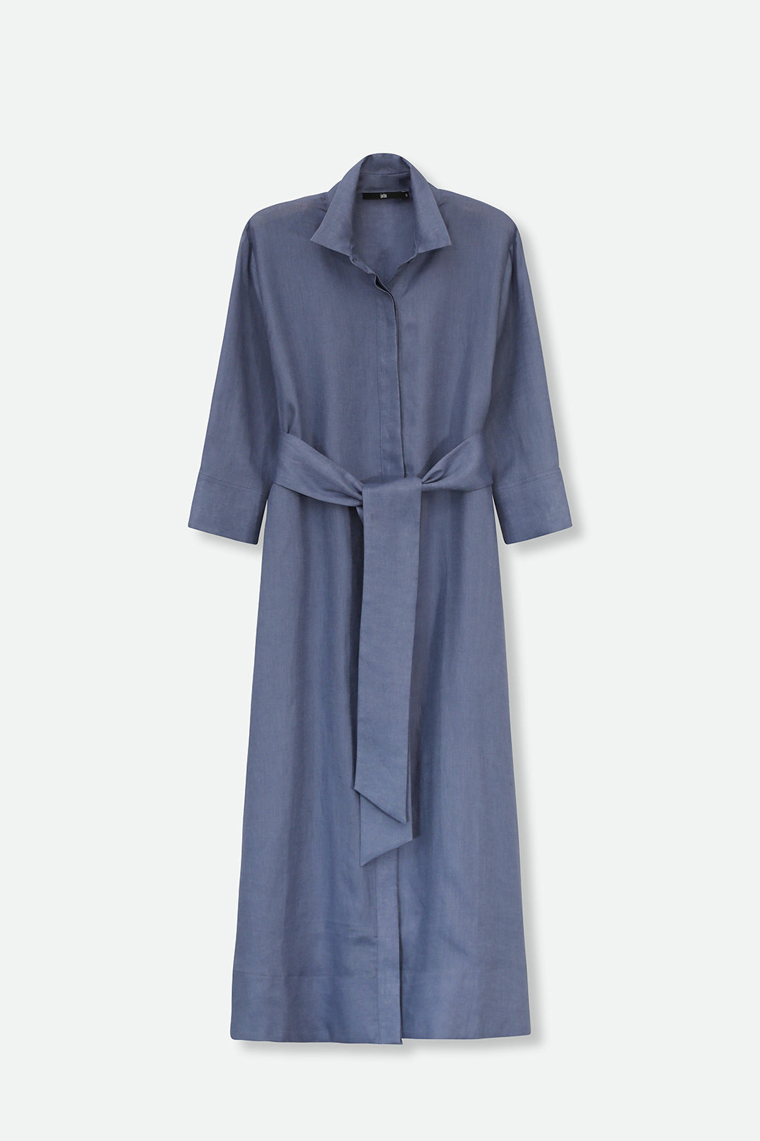 DANNI DRESS IN ITALIAN LINEN DUSTY BLUE