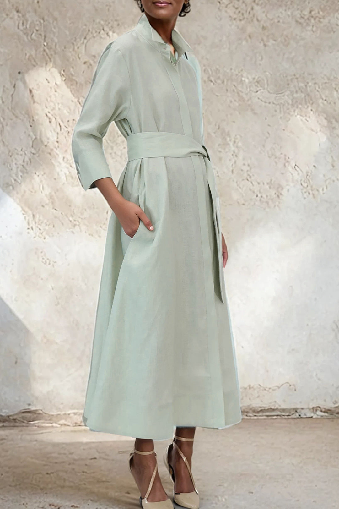 DANNI DRESS IN ITALIAN LINEN MINT