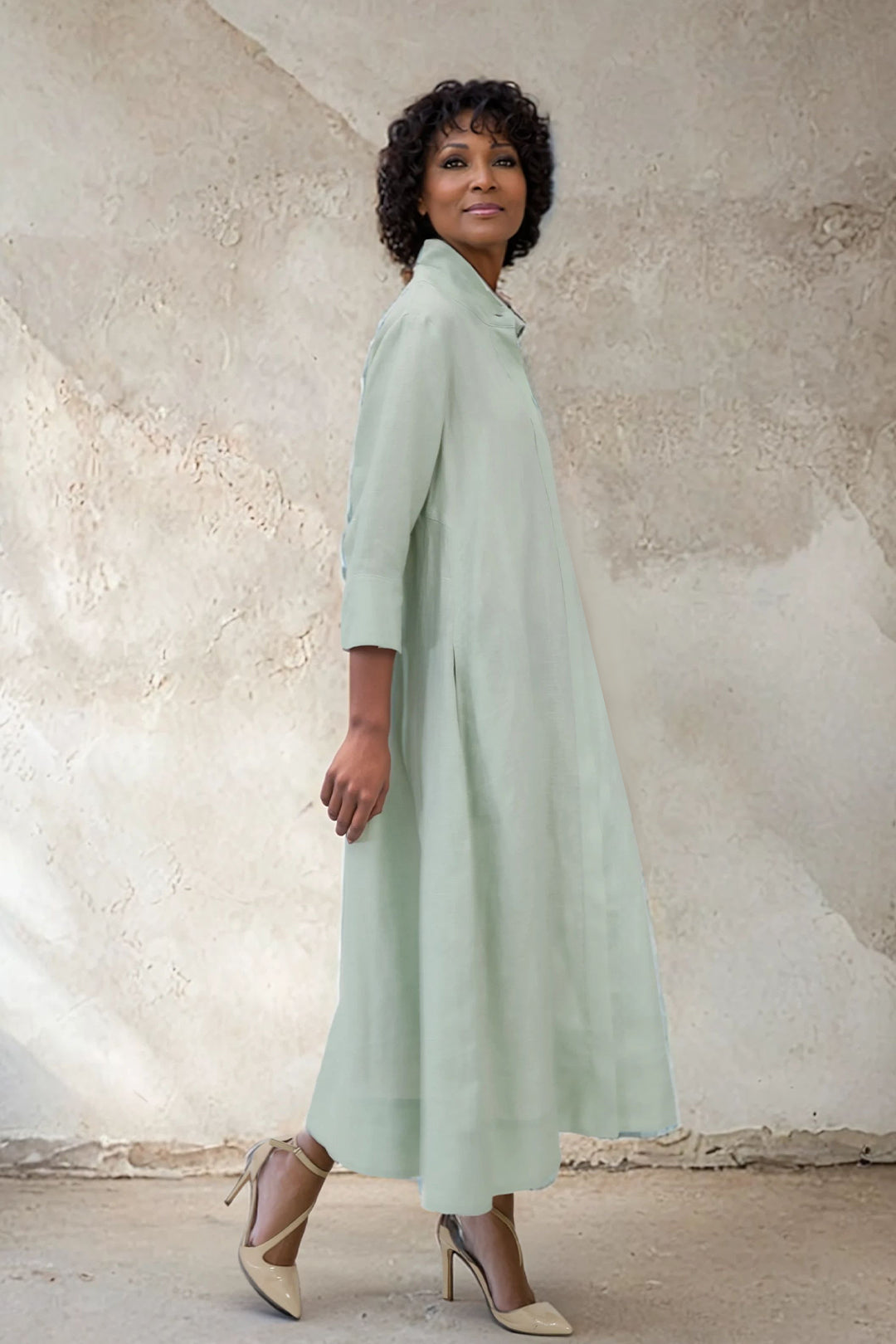 DANNI DRESS IN ITALIAN LINEN MINT