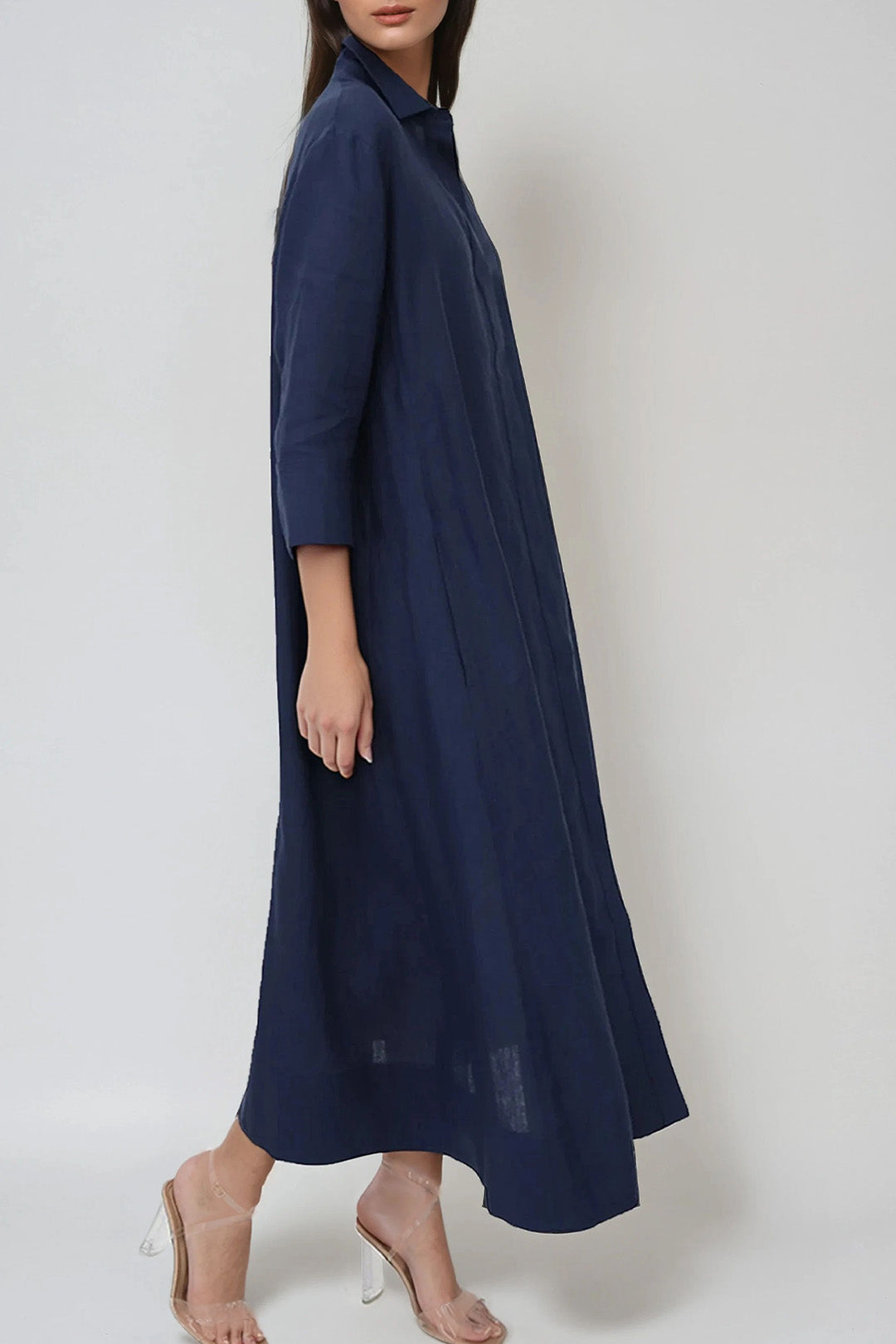 DANNI DRESS IN ITALIAN LINEN NAVY