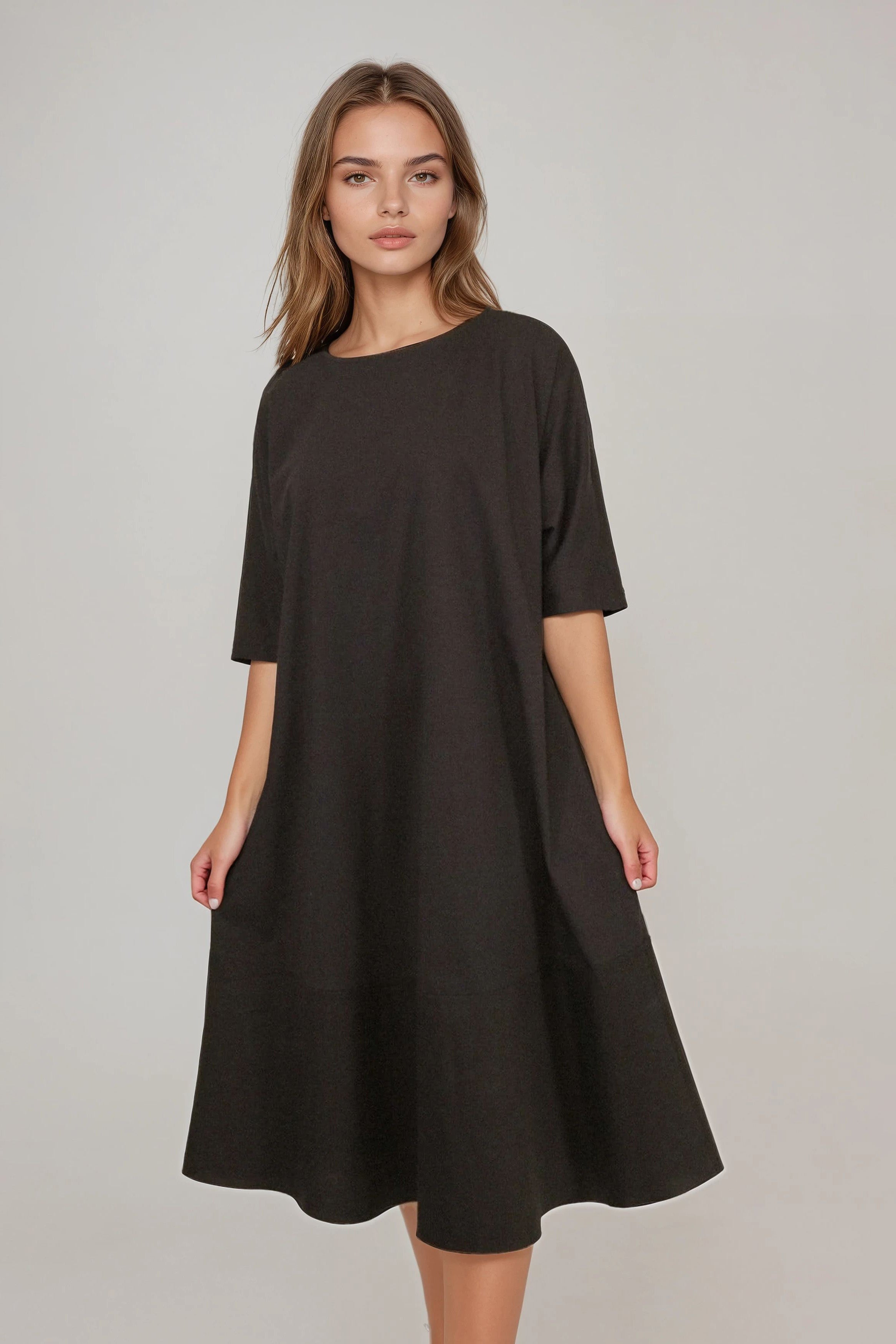 DAVINA MAXI DRESS IN ITALIAN JERSEY AND POPLIN COTTON