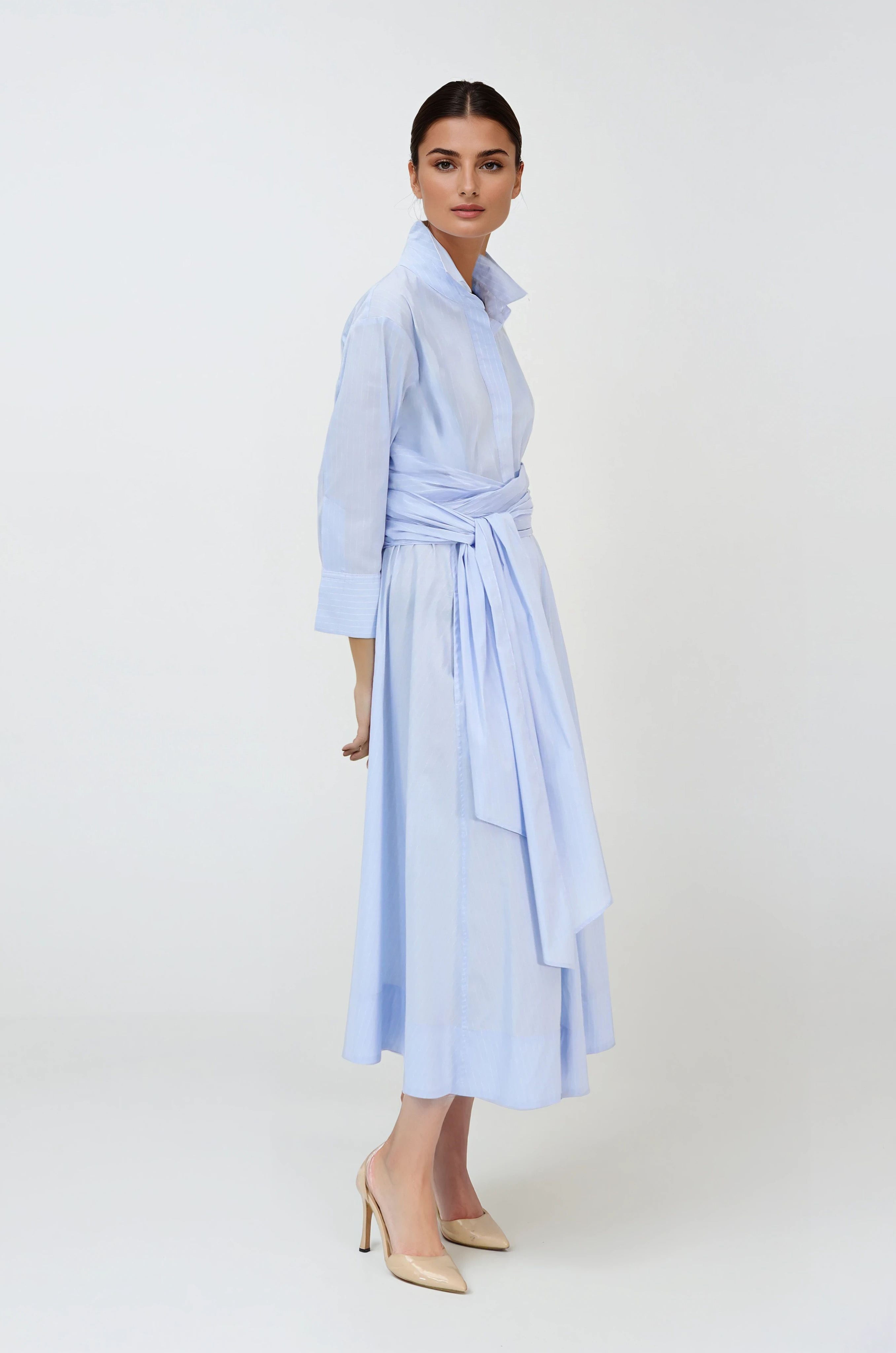 DANNI TIED-BACK DRESS IN FINE ITALIAN POPLIN COTTON