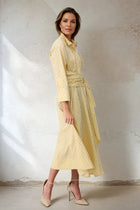 DUSK DRESS IN ITALIAN COTTON FINE POPLIN YELLOW DOT