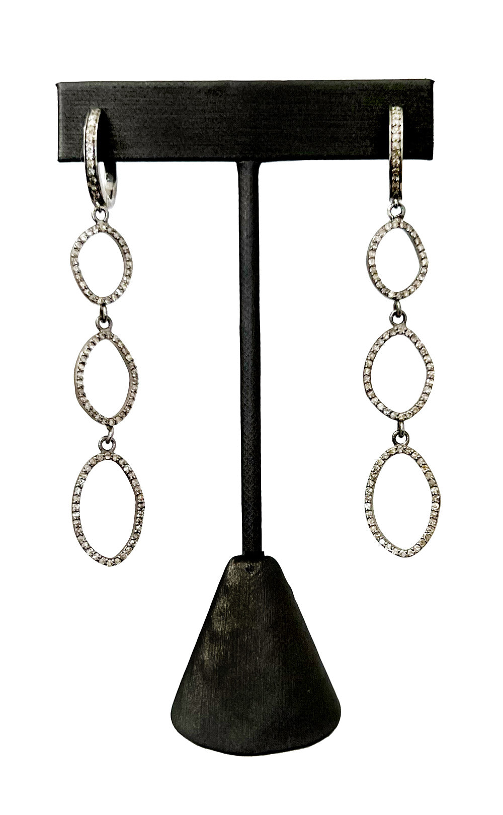 STERLING SILVER DIAMOND DANGLE EARRING