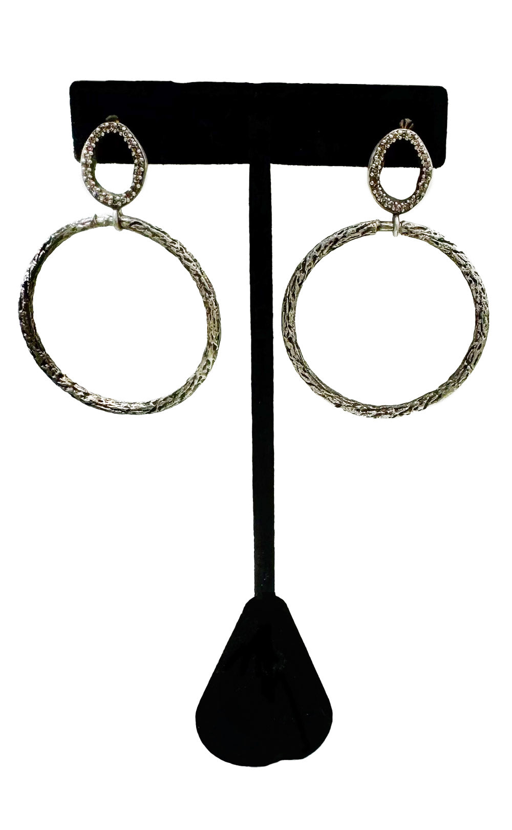 STERLING SILVER DIAMOND CIRCLE EARRING