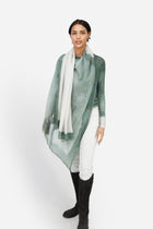 SCARF IN HAND DYED CASHMERE FERN BUFF BEIGE STRIPE