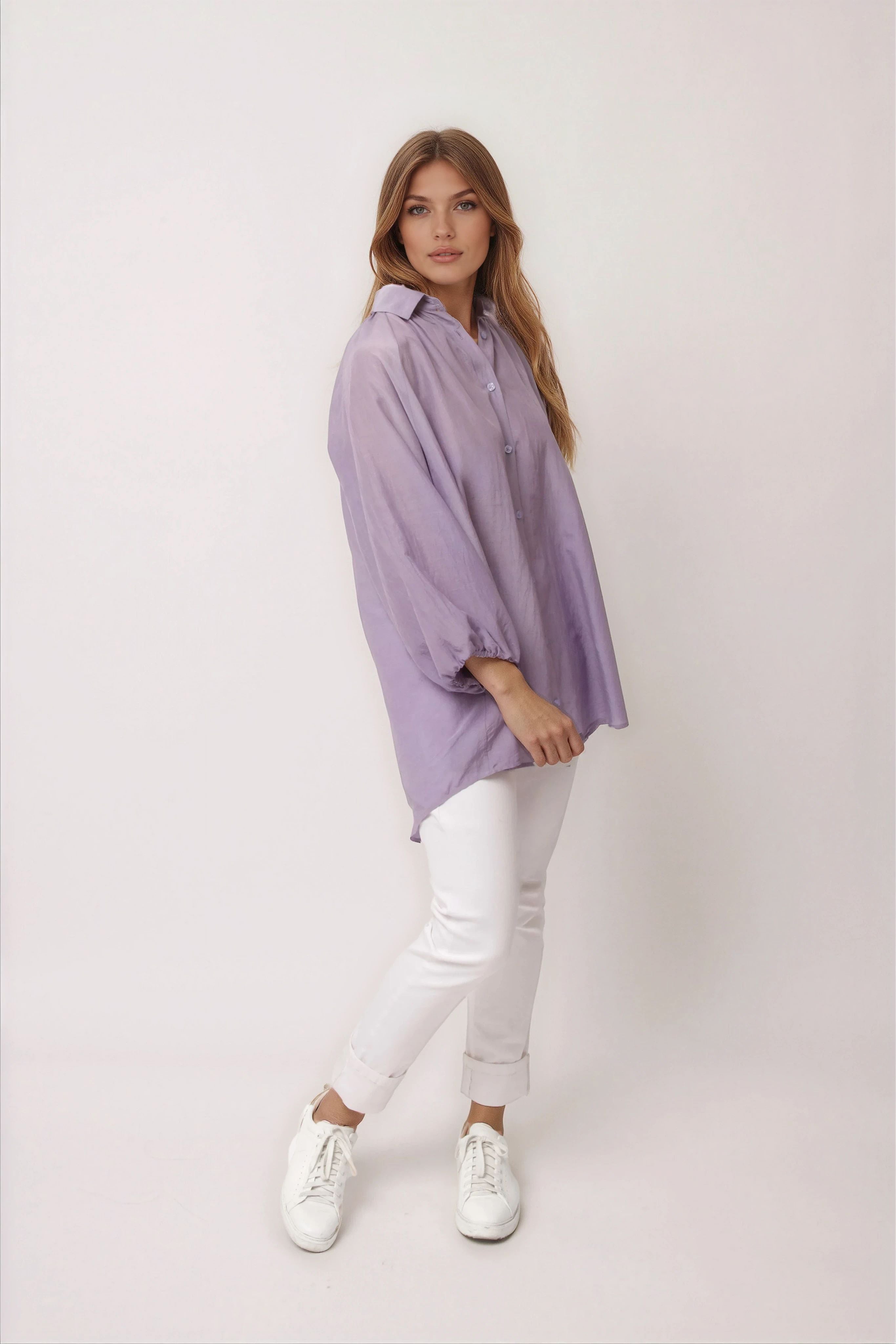 FLOWY OVERSIZED BLOUSE IN SILK COTTON