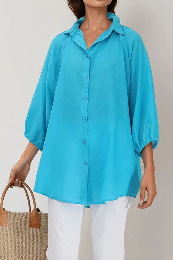 FLOWY OVERSIZED BLOUSE IN SILK COTTON