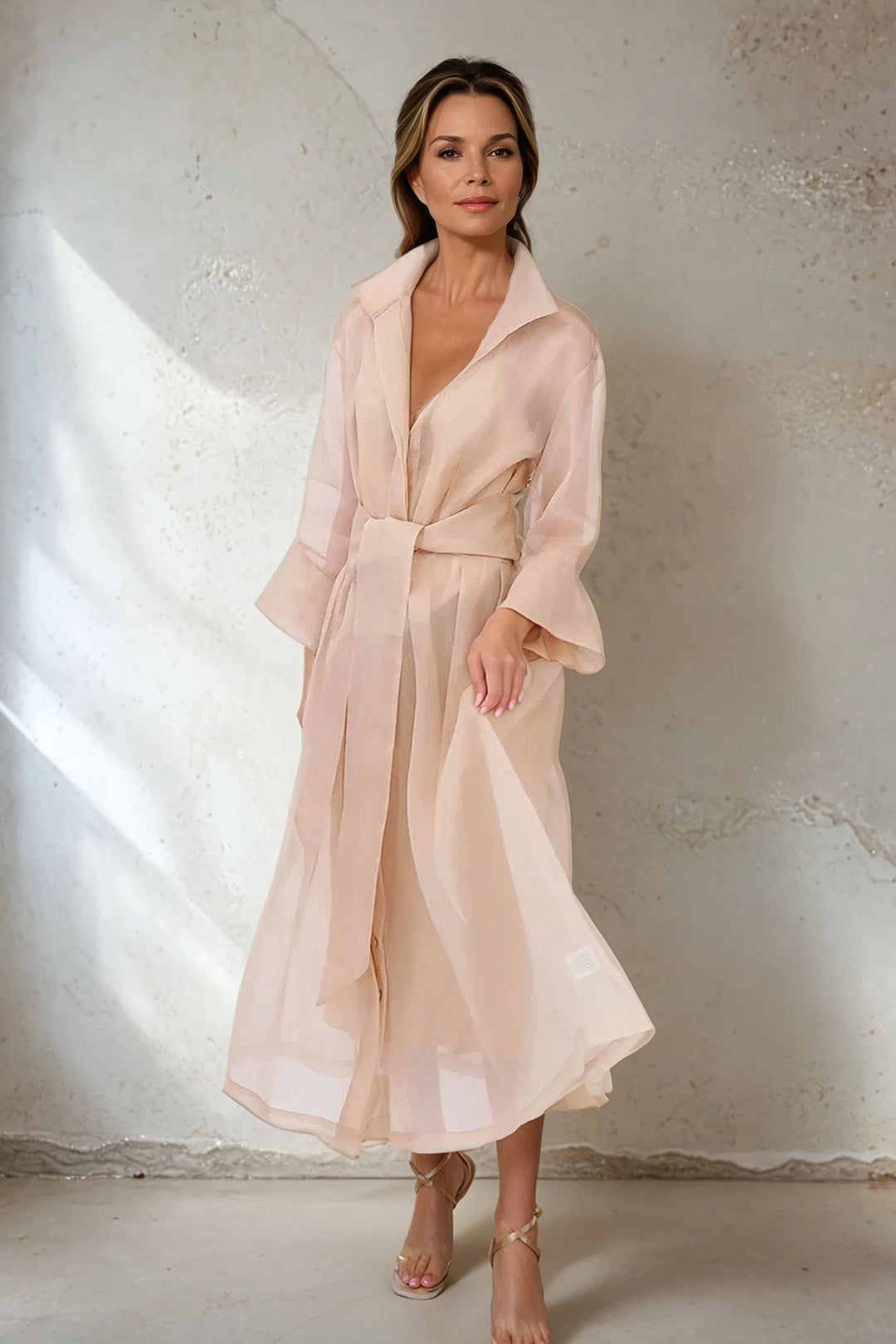 GABRIELLE DRESS IN SILK ORGANZA SAND