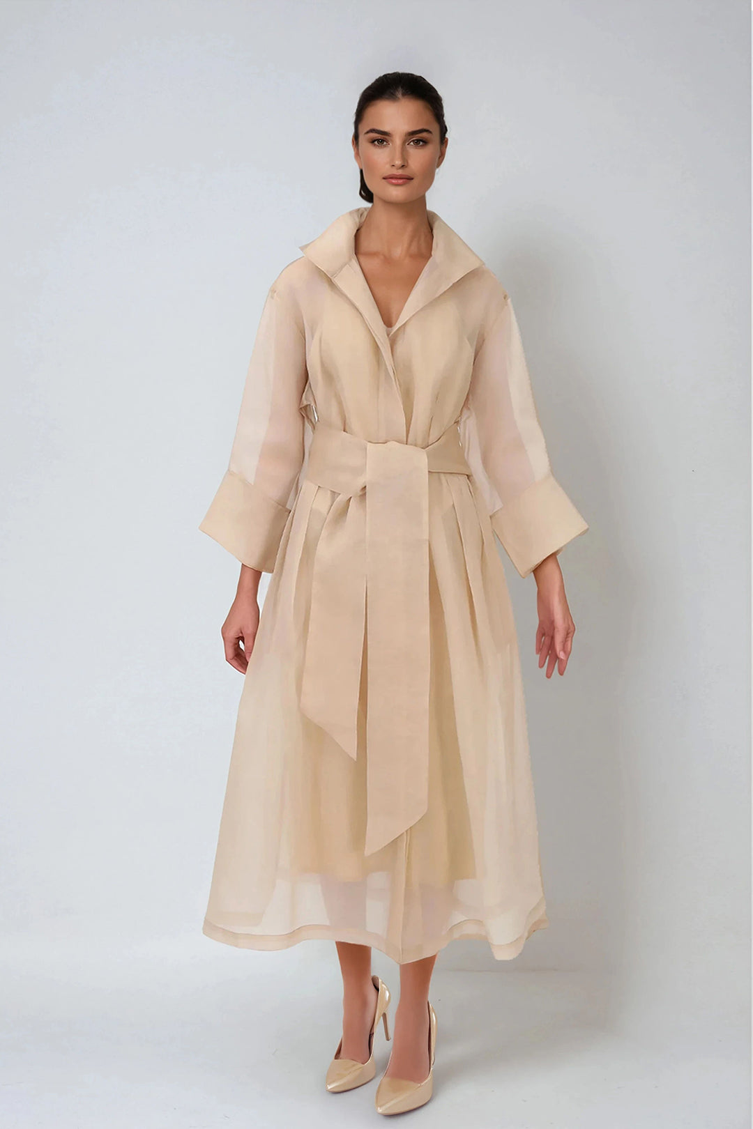 GABRIELLE DRESS IN SILK ORGANZA SAND