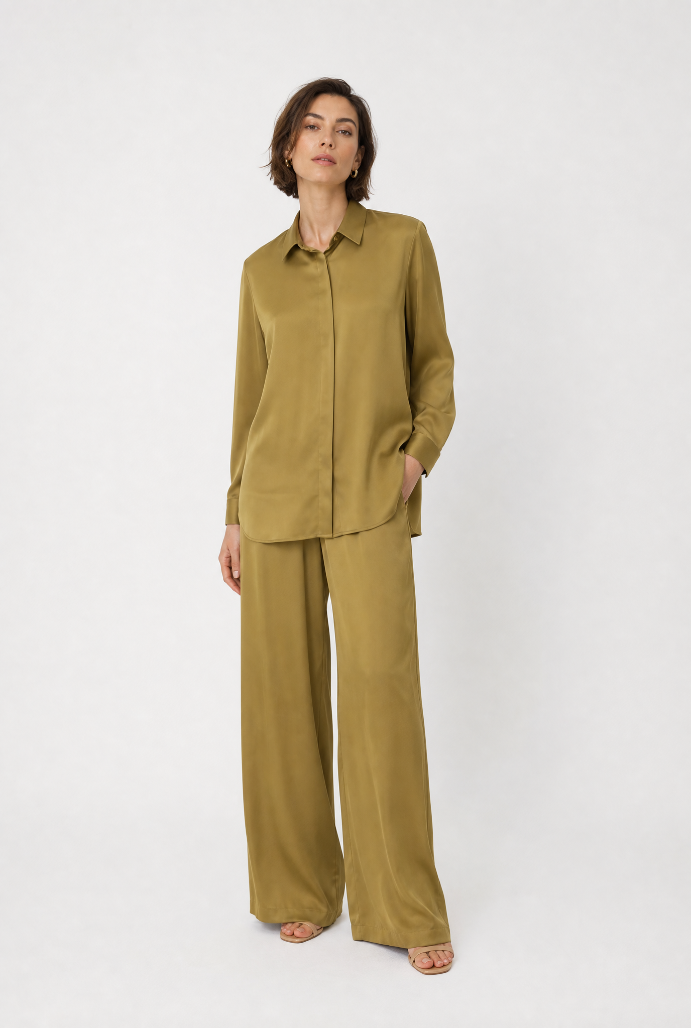 SAINT SHIRT WITH TIE IN SILK CHARMEUSE