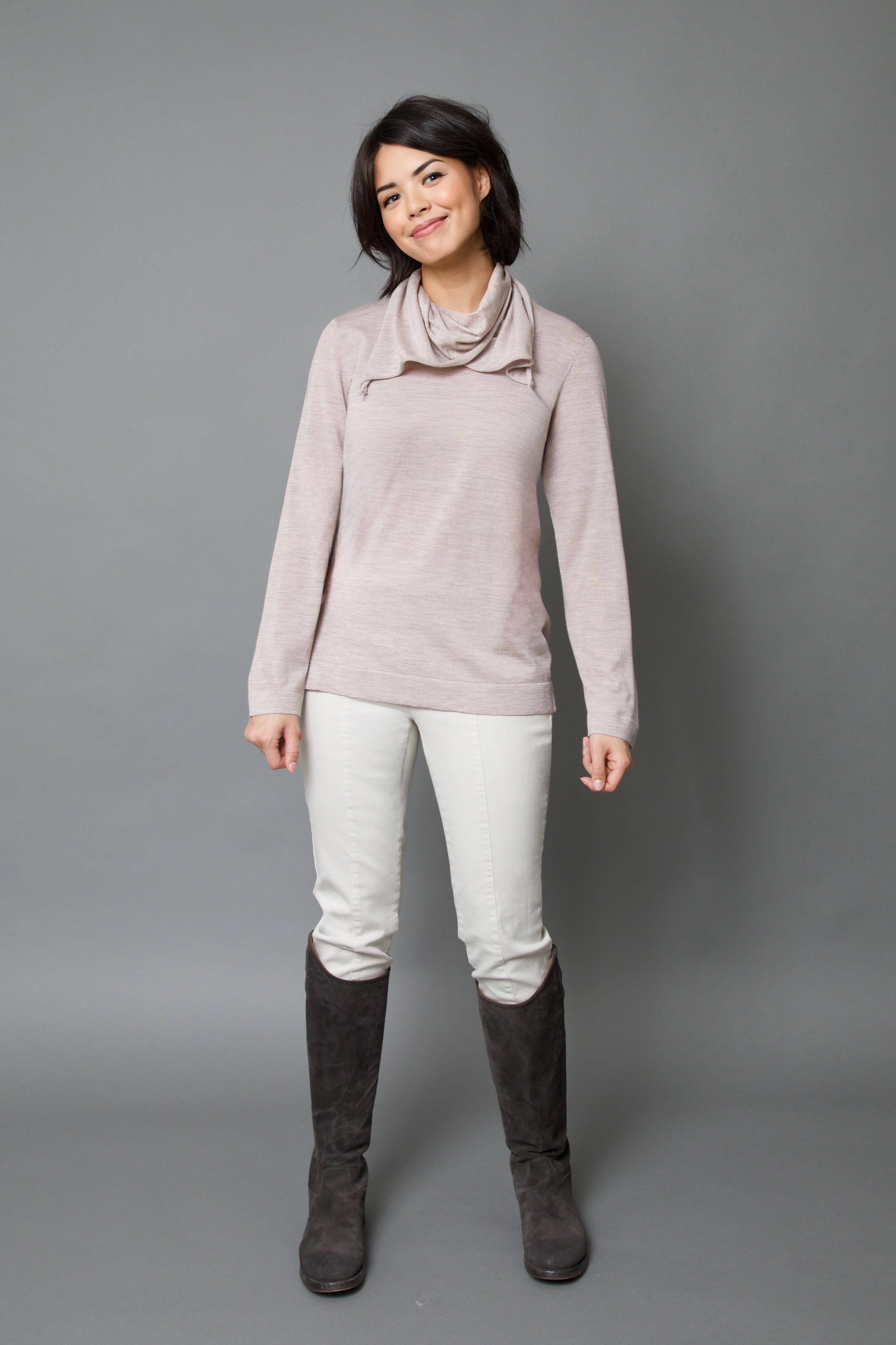 NICO LONG SLEEVE CREW & SCARF IN FINE MERINO