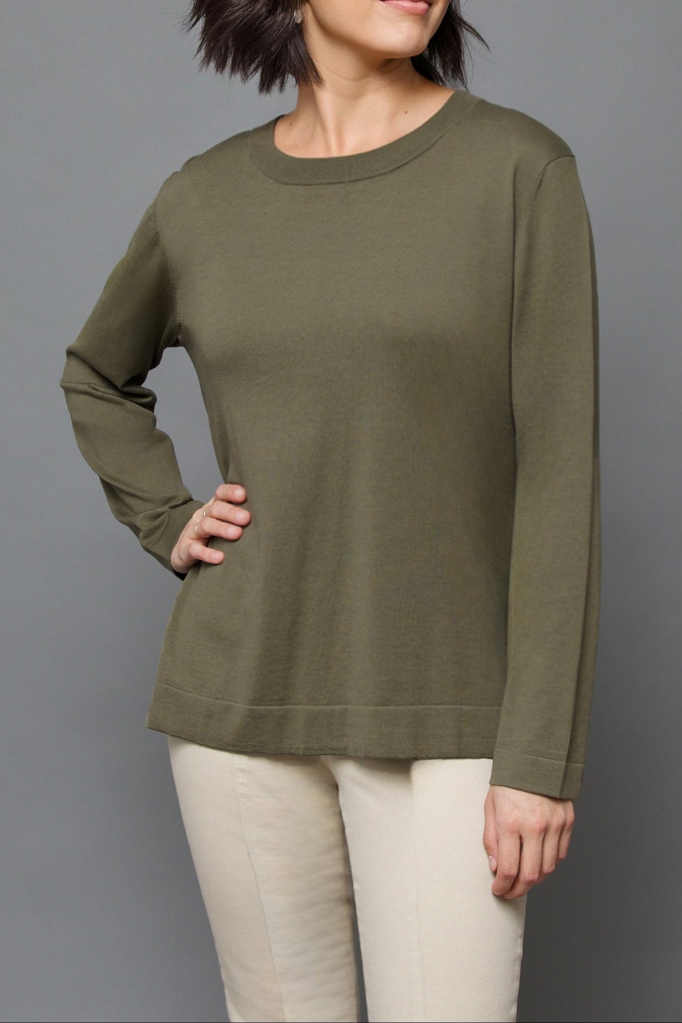 NICO LONG SLEEVE CREW IN FINE GAUGE ITALIAN SILK COTTON