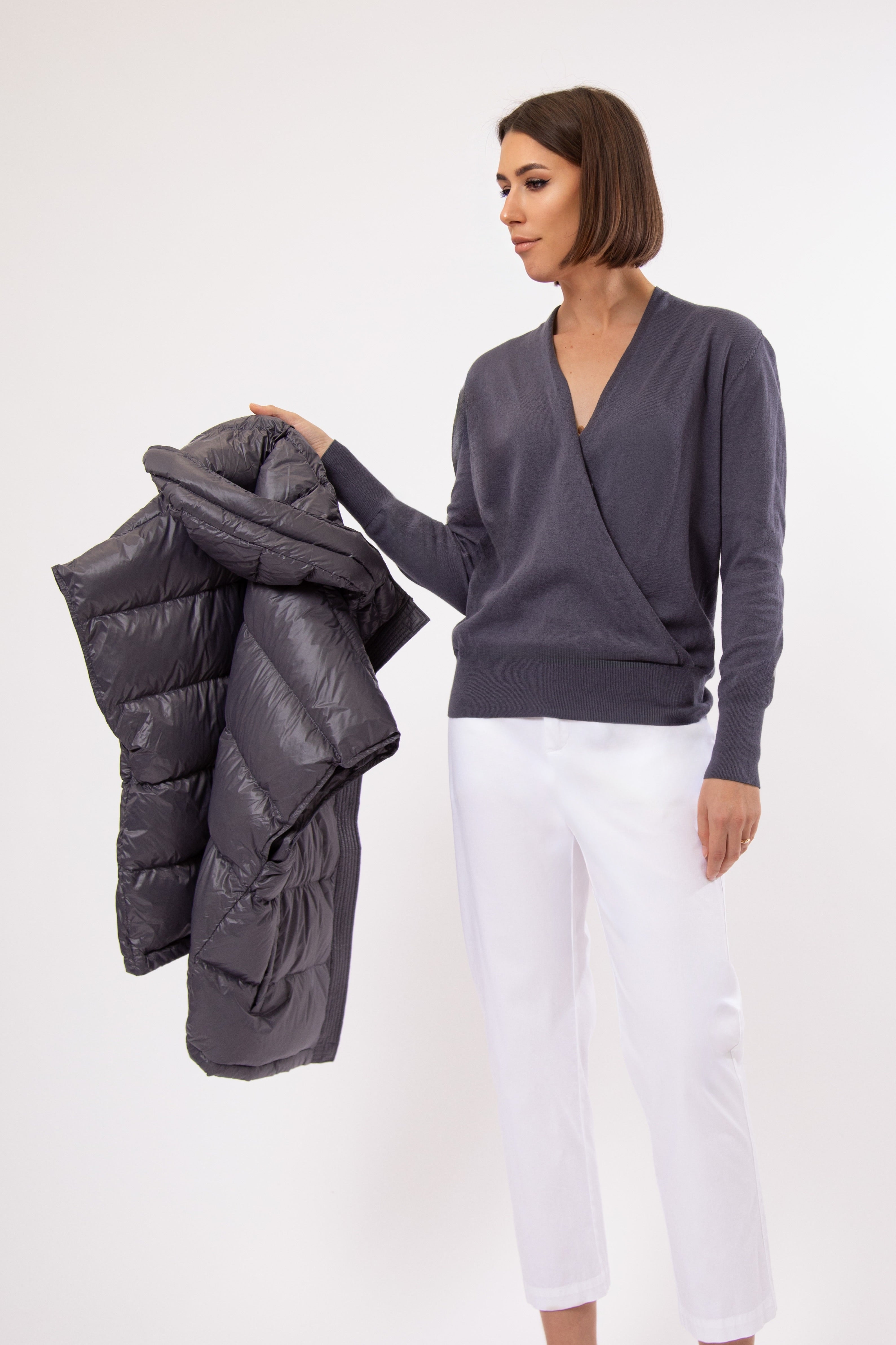 TORY ITALIAN COTTON SURPLICE WRAP TOP