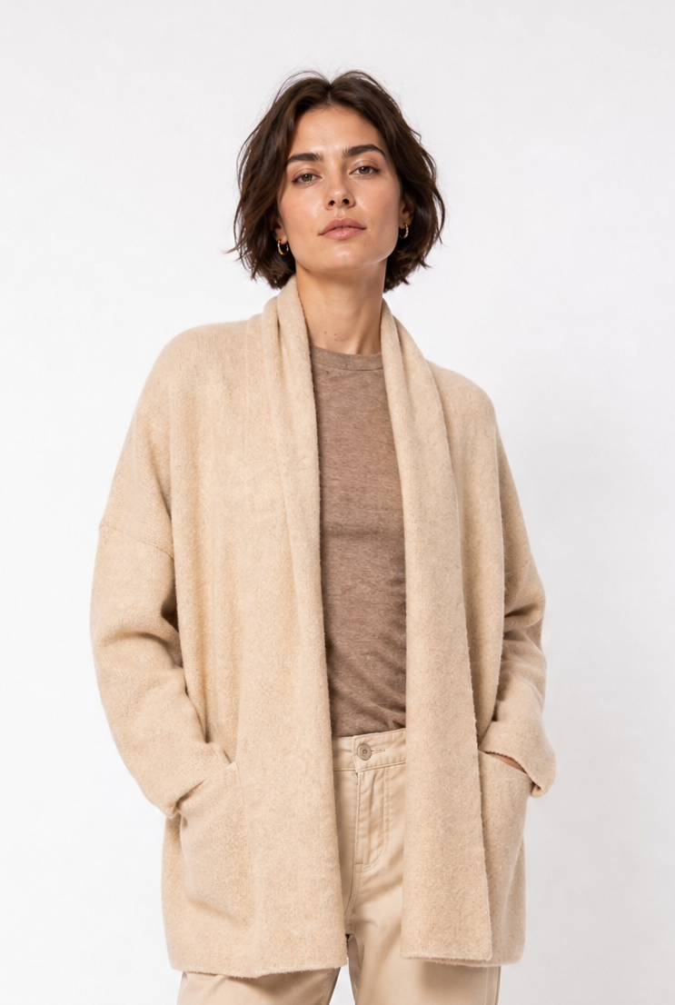 ANDREA SHAWL ALPACA KNIT CARDIGAN