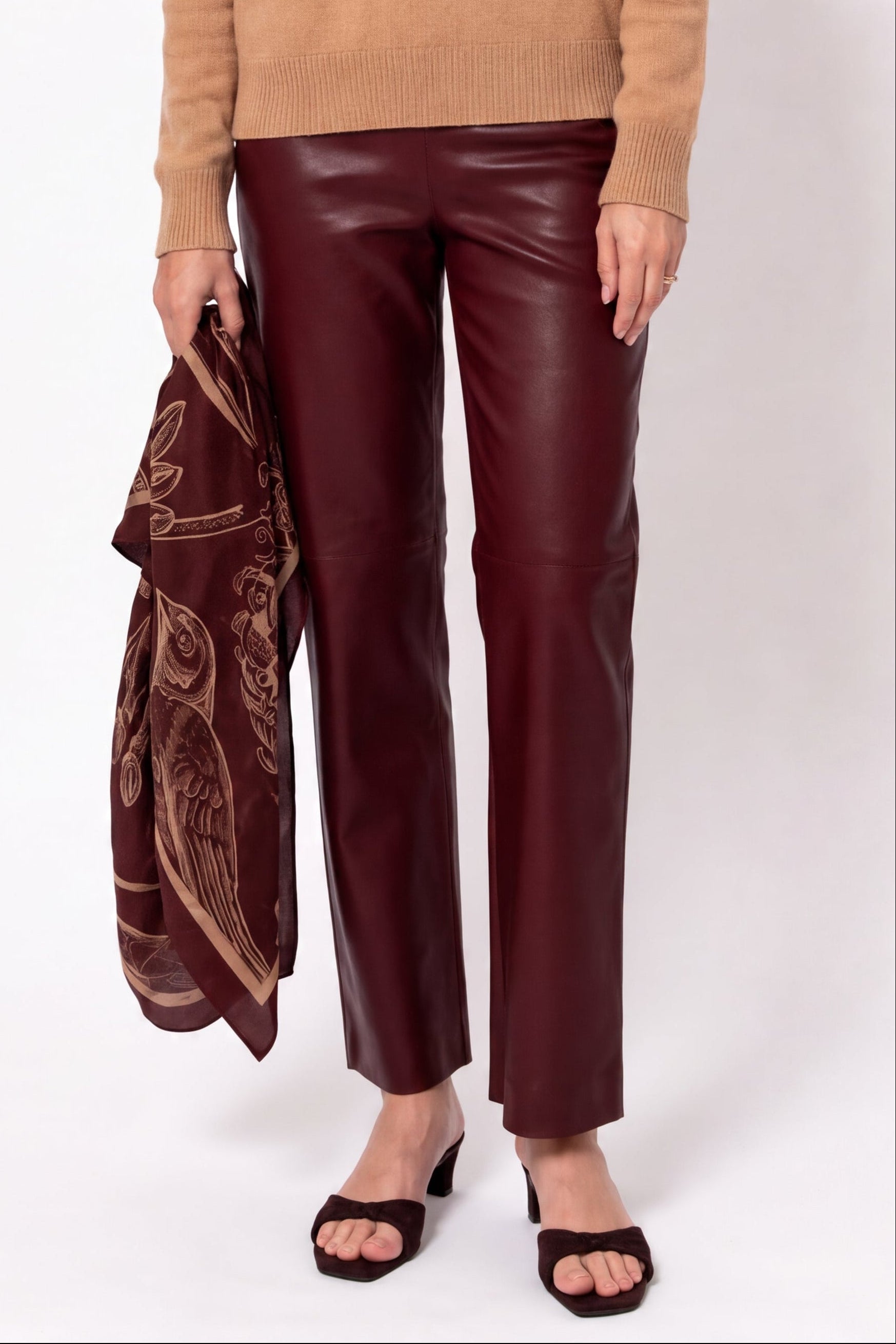 CATERINA ANKLE STRAIGHT LEG PANT IN STRETCH LEATHER