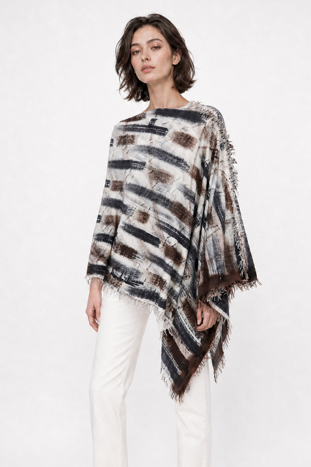 VARA HAND-DYED WOOL CASHMERE BLEND PAINTED GRAPHITE