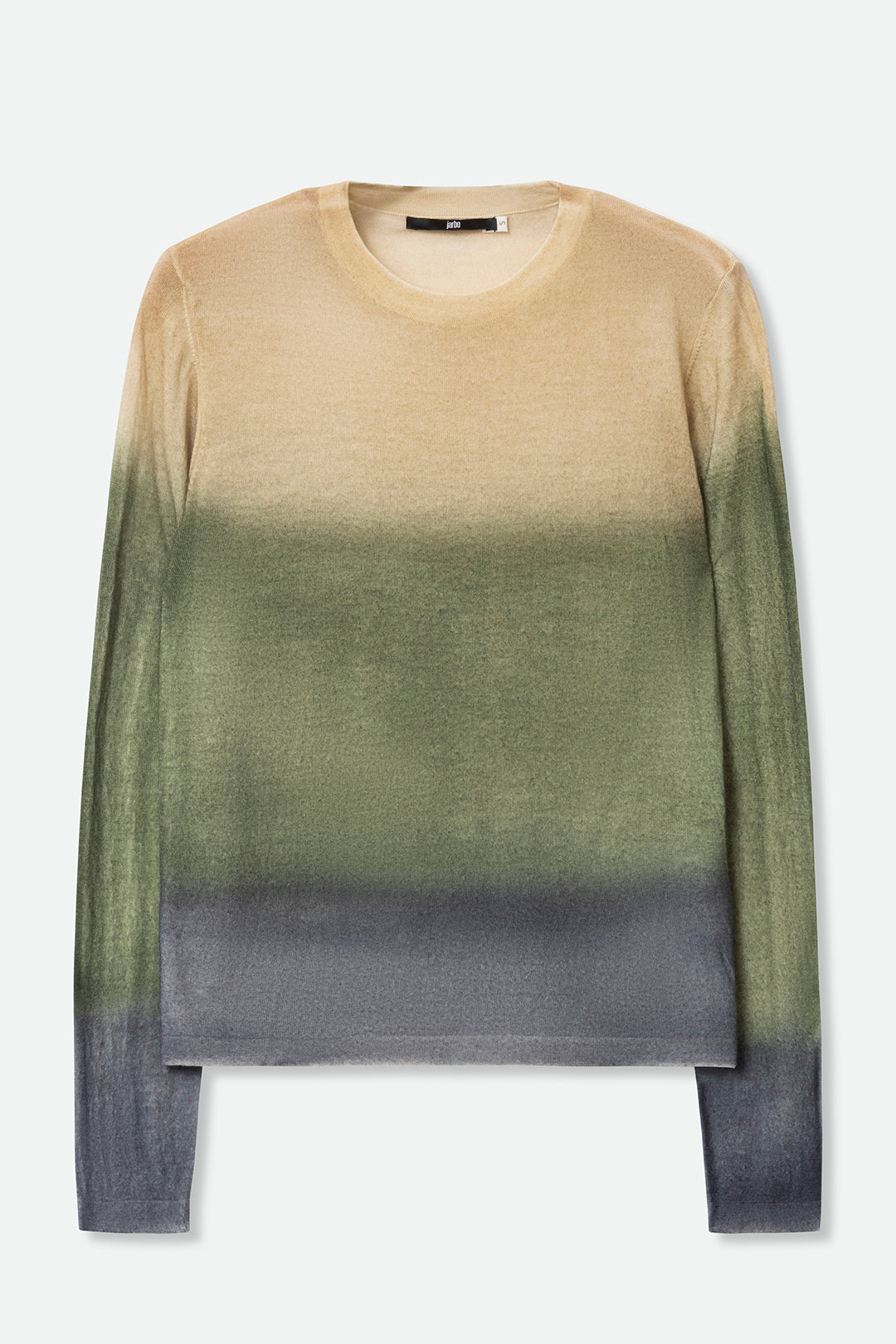 SOREN CREW IN HAND DYED CASHMERE IN WHEAT & ARMY GREEN