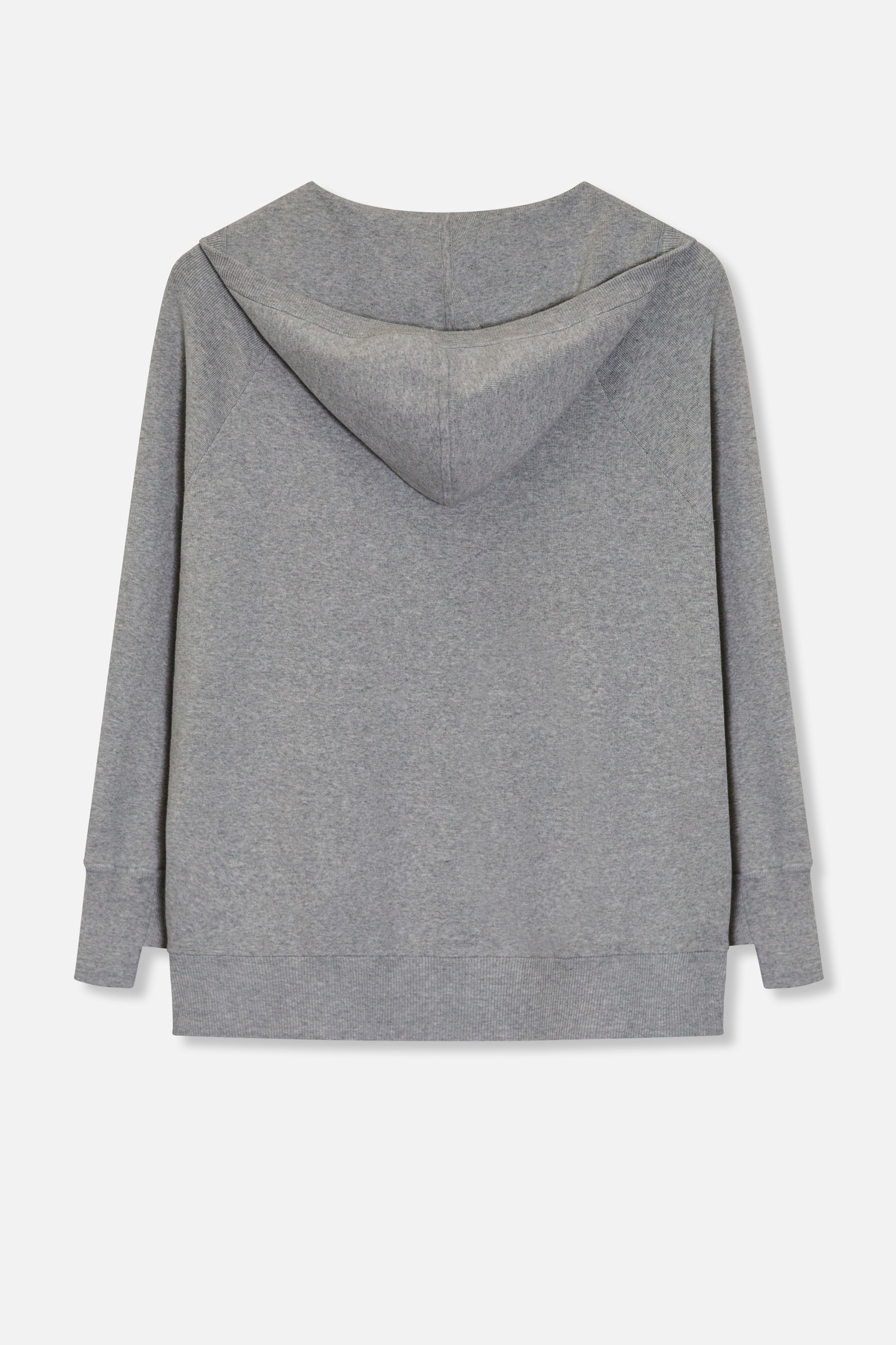 PADMA PULLOVER HOODIE IN DOUBLE KNIT HEATHER PIMA COTTON WITH STRETCH