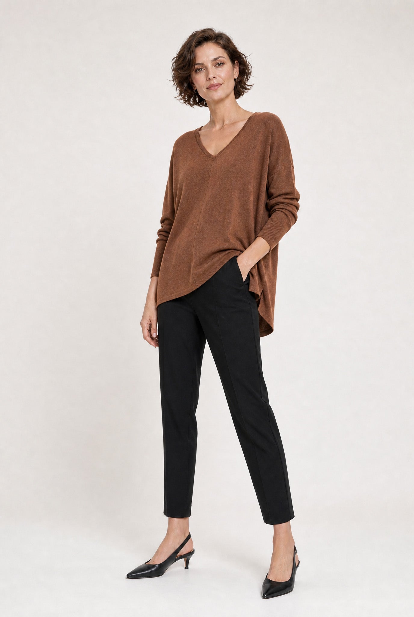 LIMITED EDITION LENA LONG SLEEVE V-NECK PONCHO IN PIMA COTTON KNIT